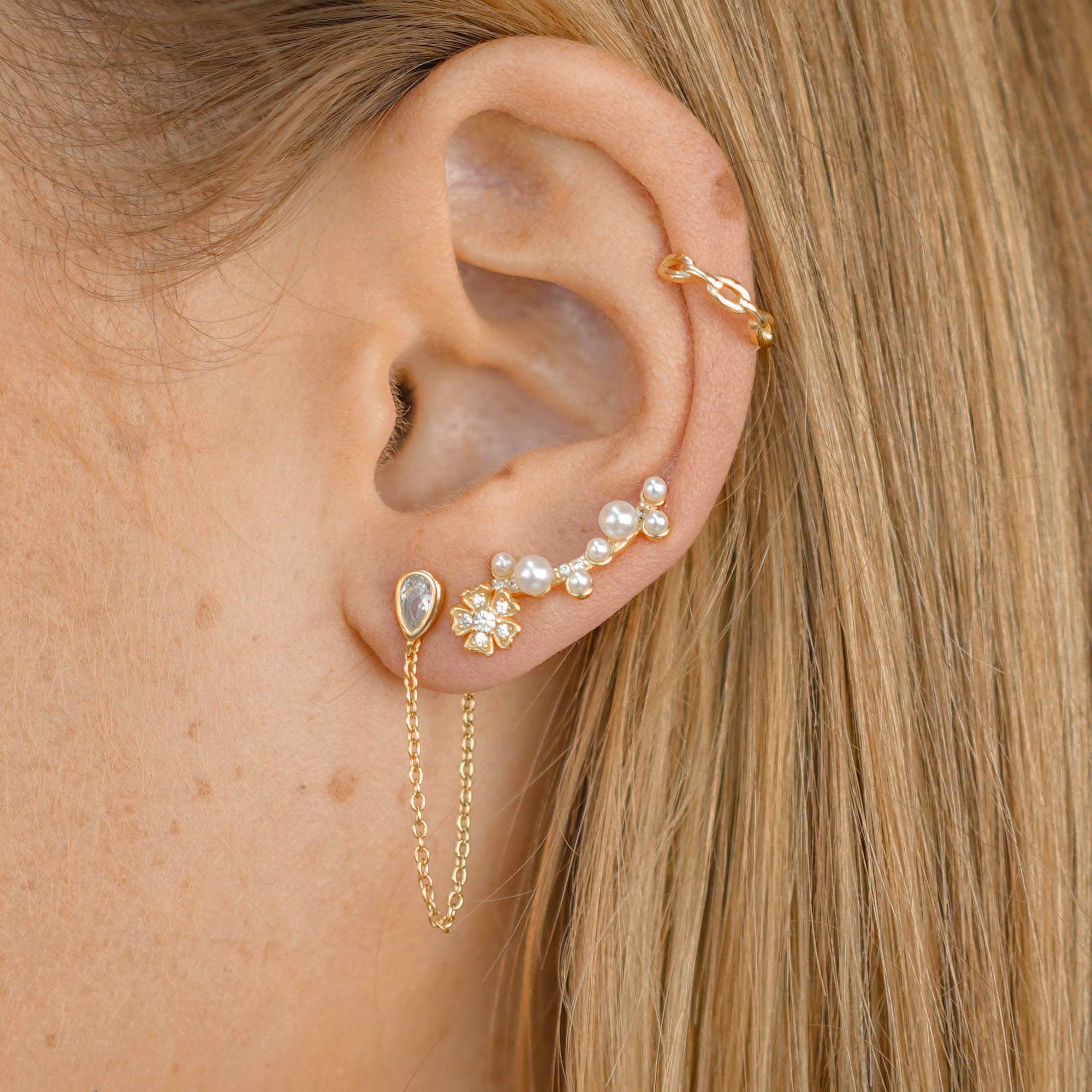 Teardrop Sapphire Dangle Chain Earrings - Camile & Stone