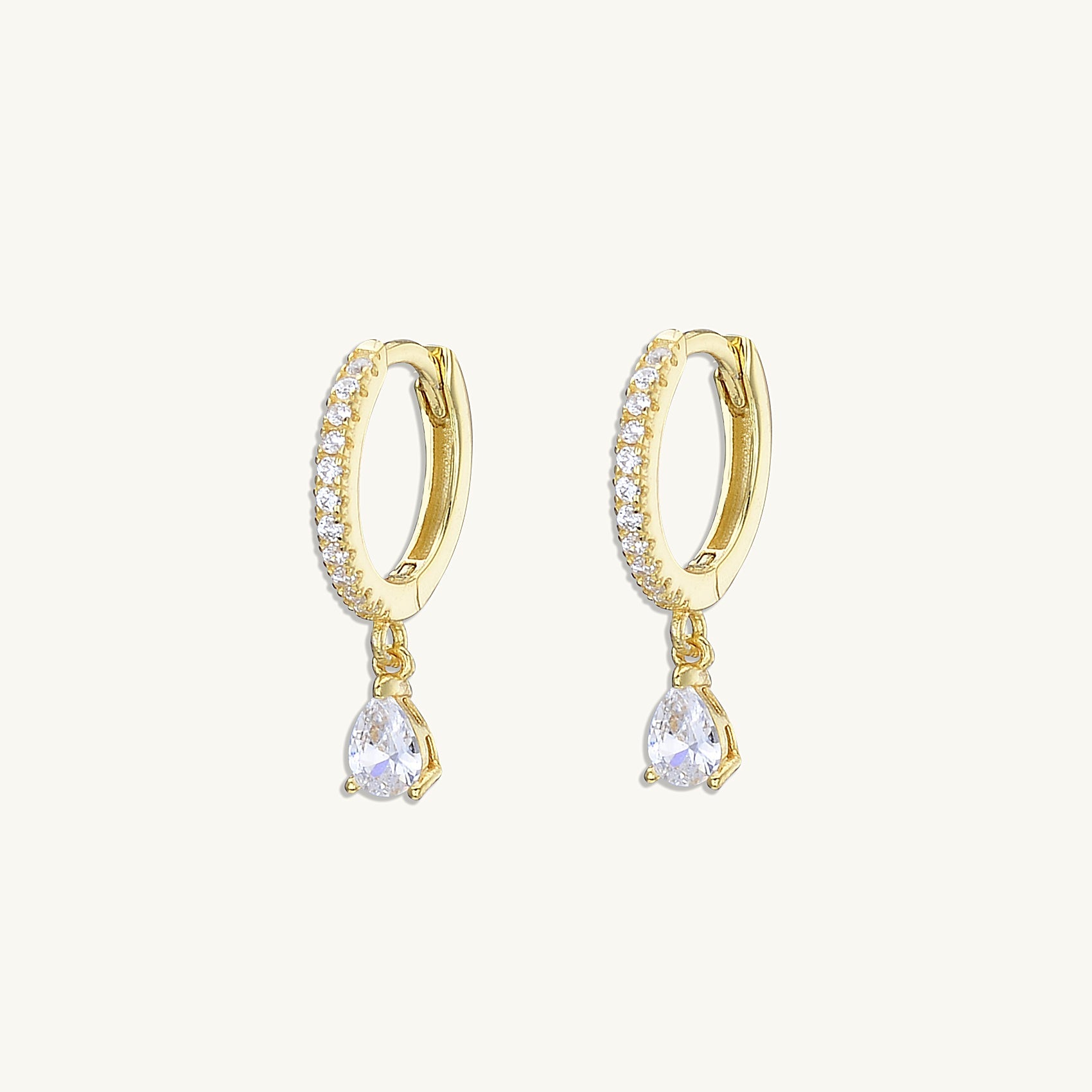 Teardrop Solitaire Hoop Earrings - Camile & Stone