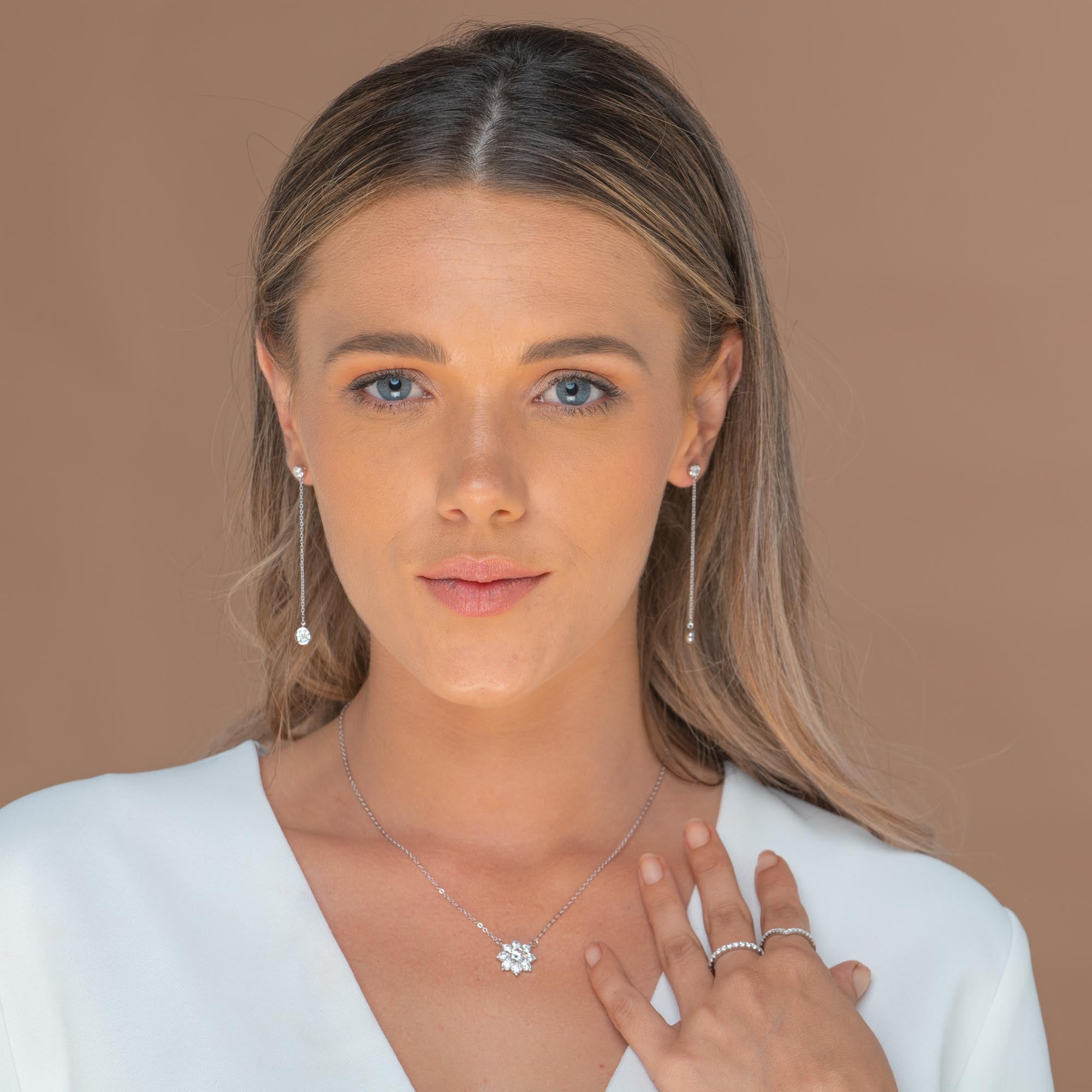 Twin Dangle Solitaire Moissanite Stud Earrings 1.6 Carat - Camile & Stone