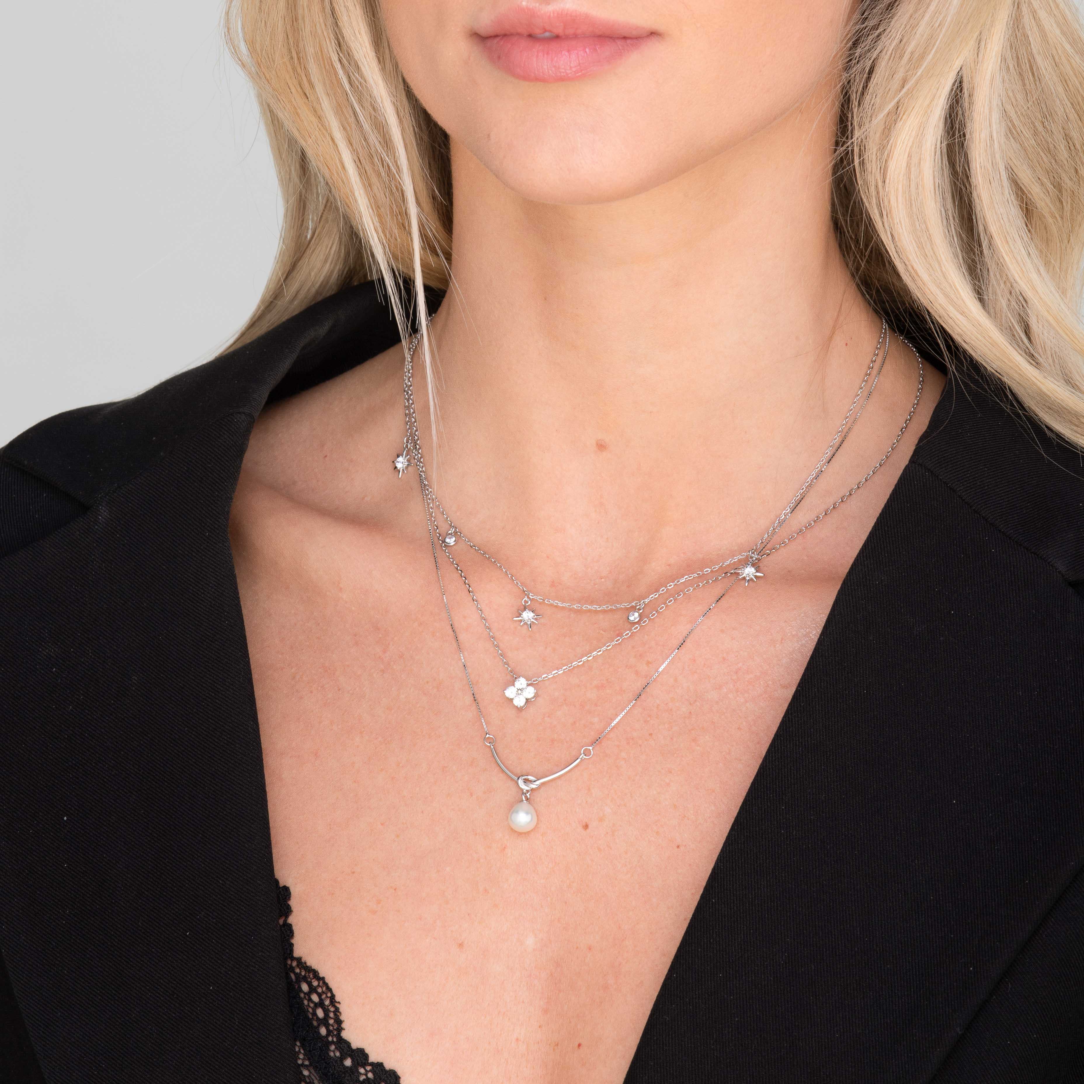 Love Knot Freshwater Pearl Drop Necklace