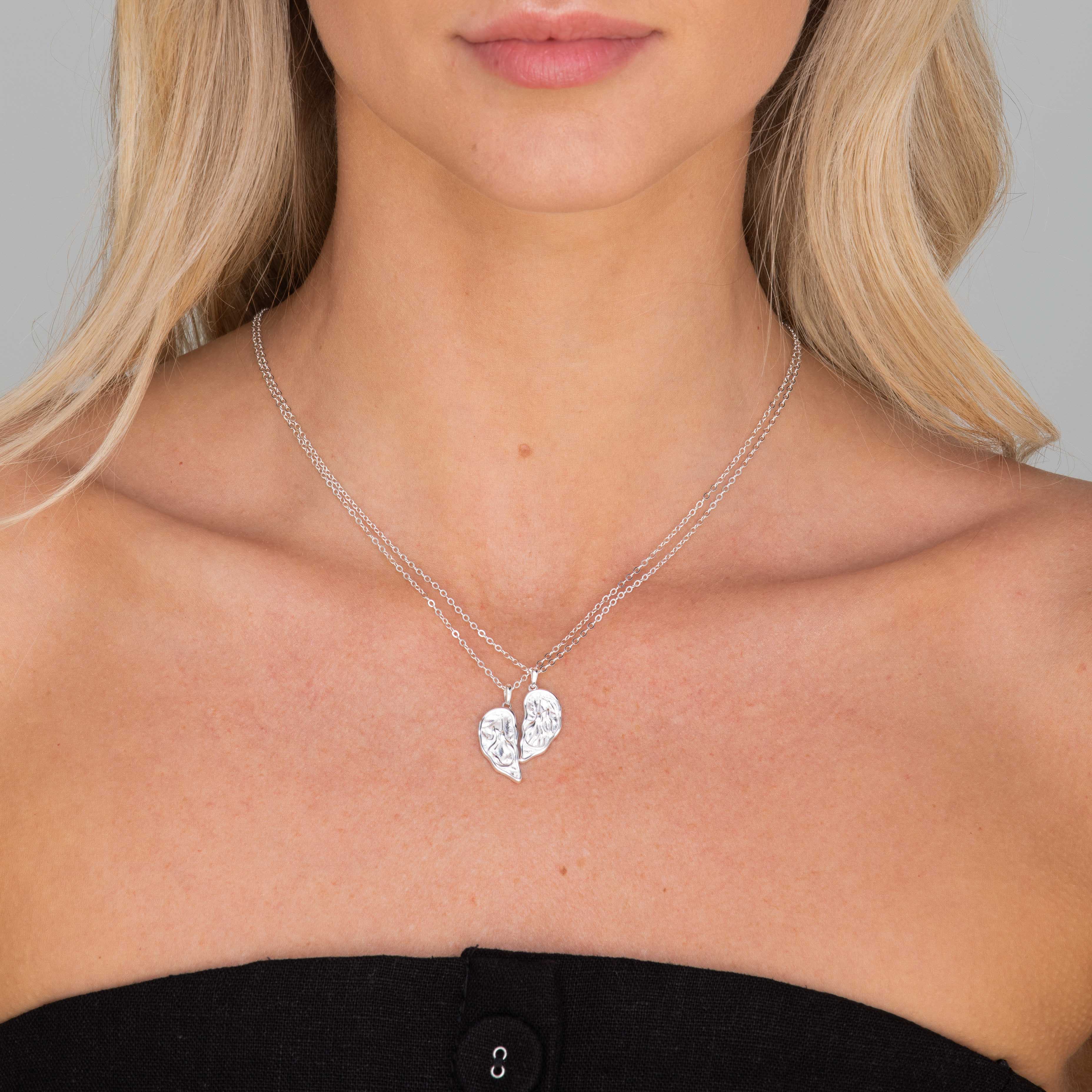 Best Friend / Sister Heart Mermaid Necklace Set