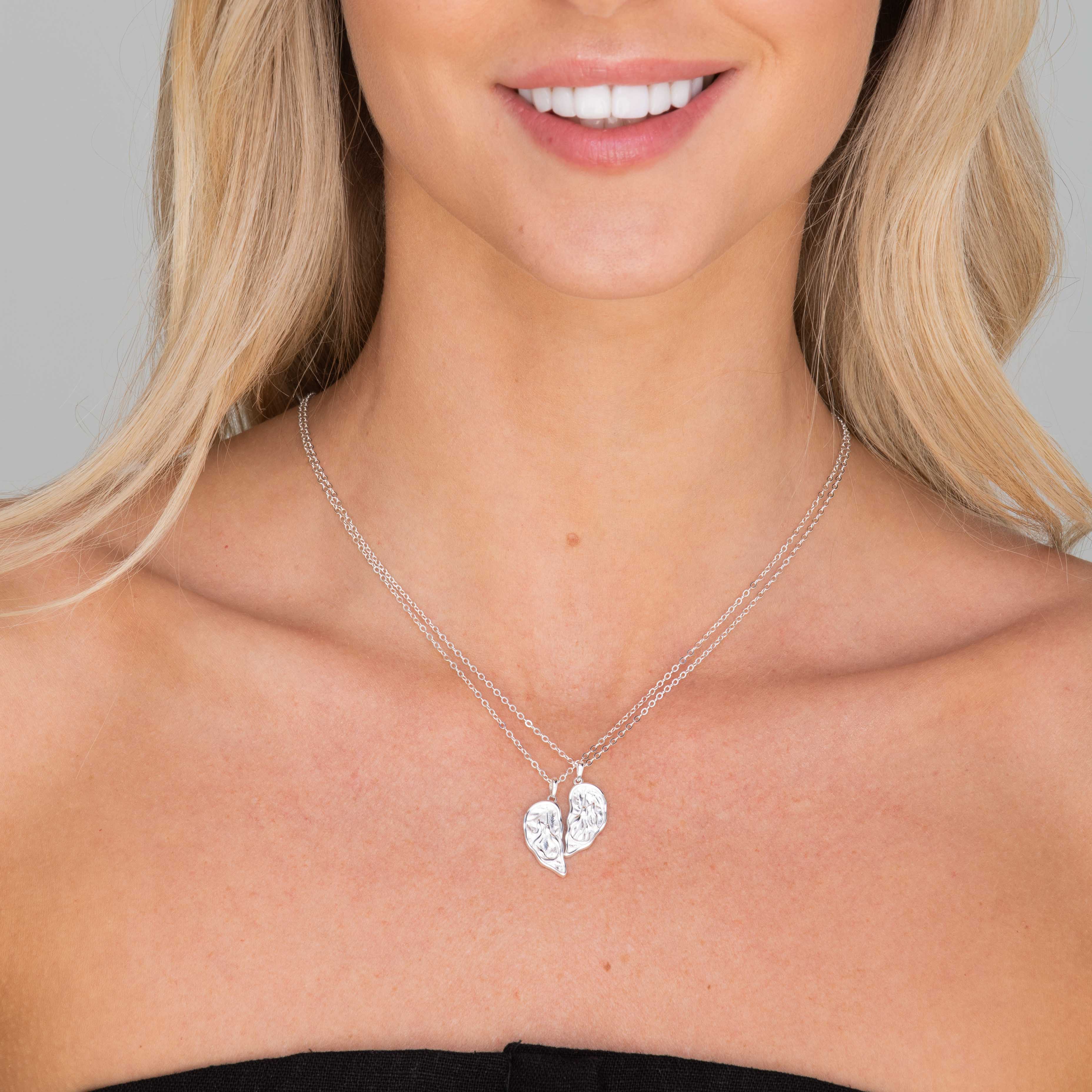 Best Friend Heart Mermaid Necklace Set