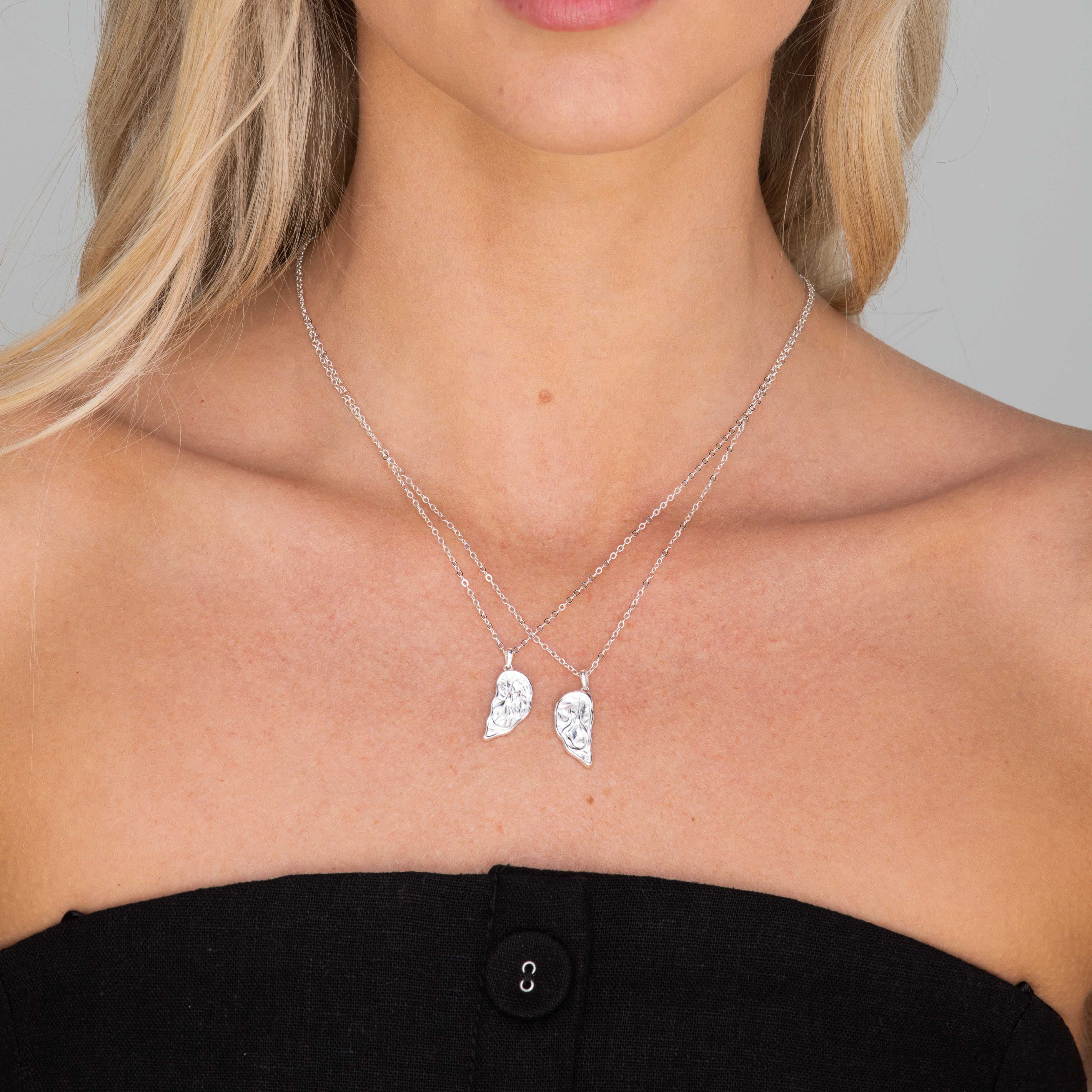 Best Friend Heart Mermaid Necklace Set