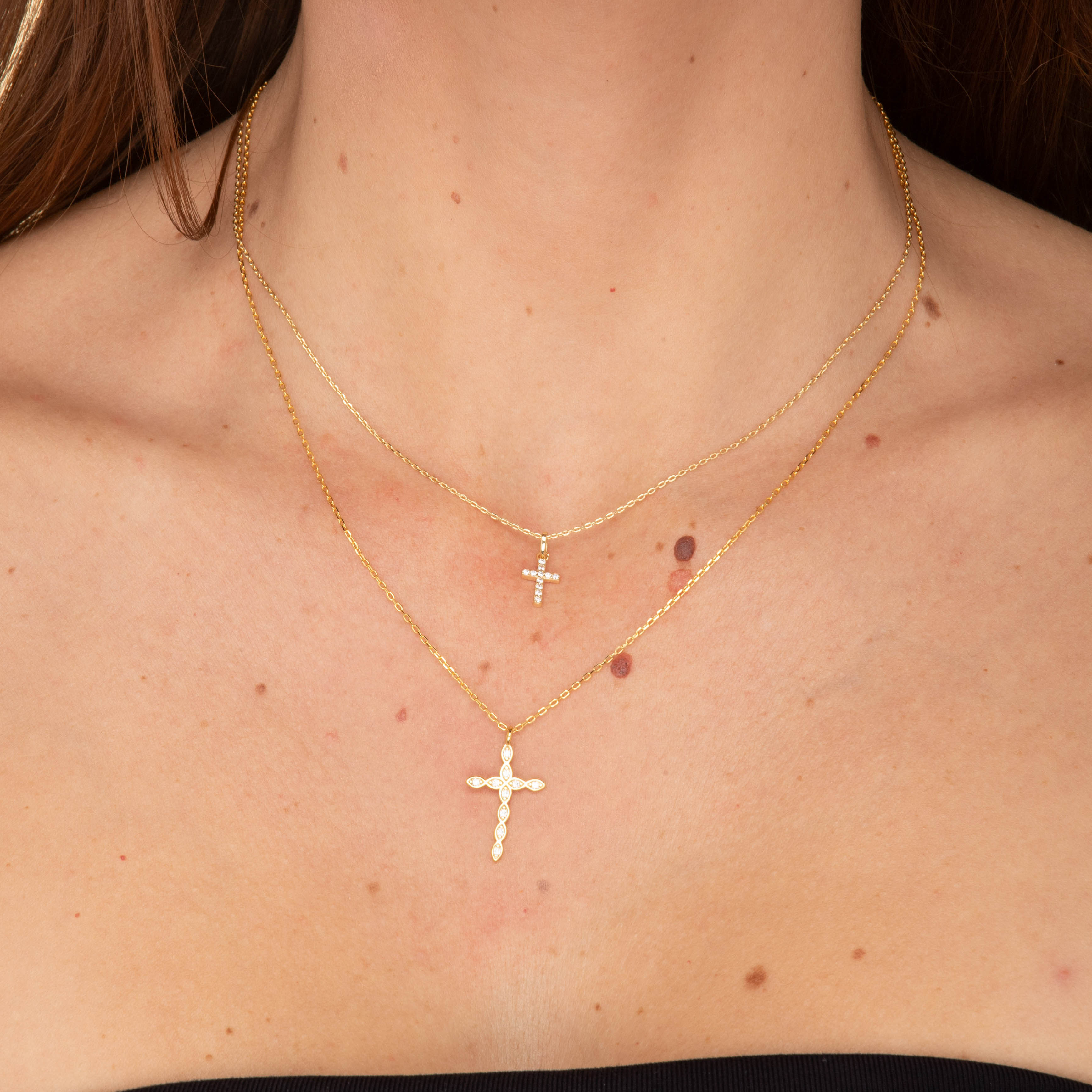 Cross Diamanté Chain Necklace