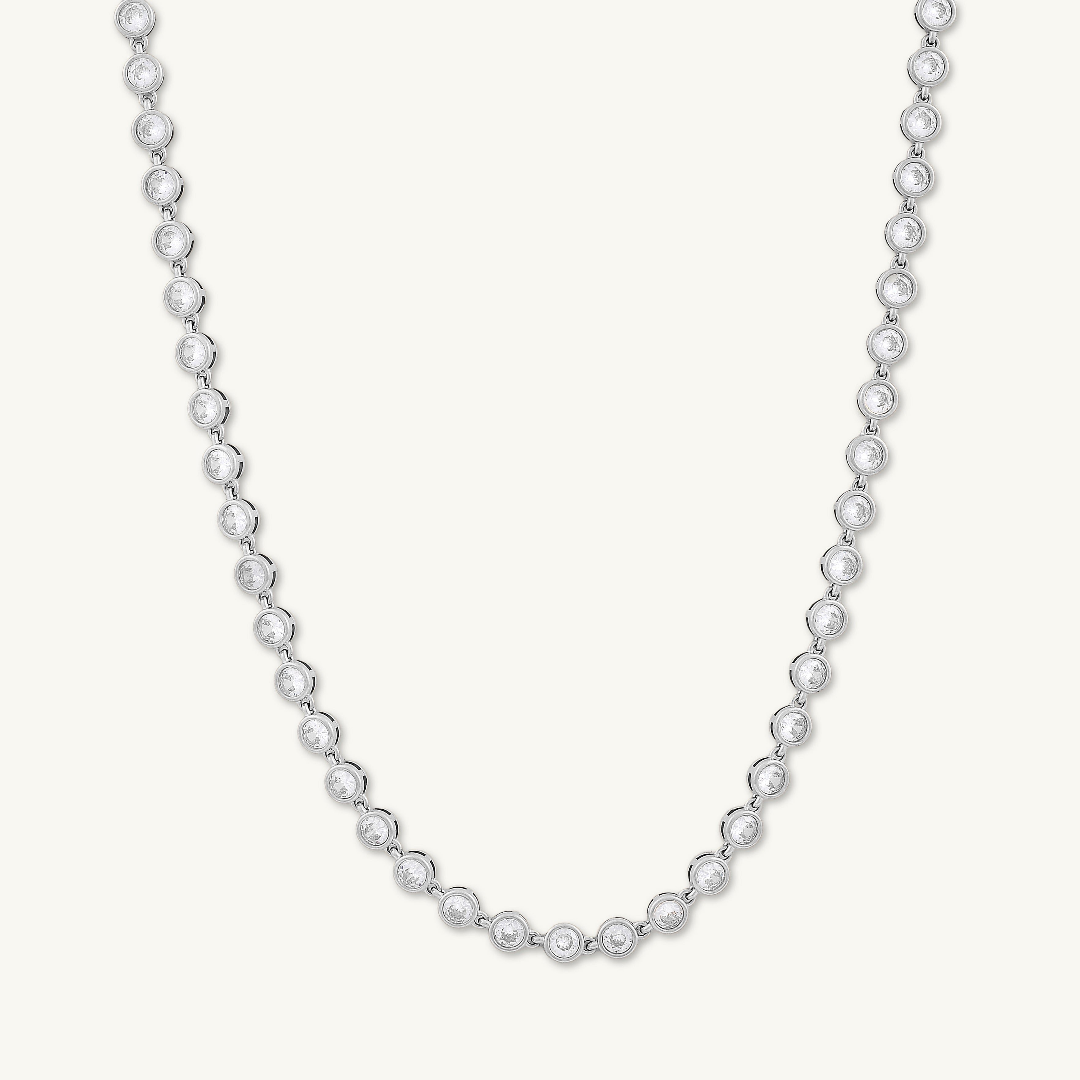 Round Tennis Sapphire Chain Necklace