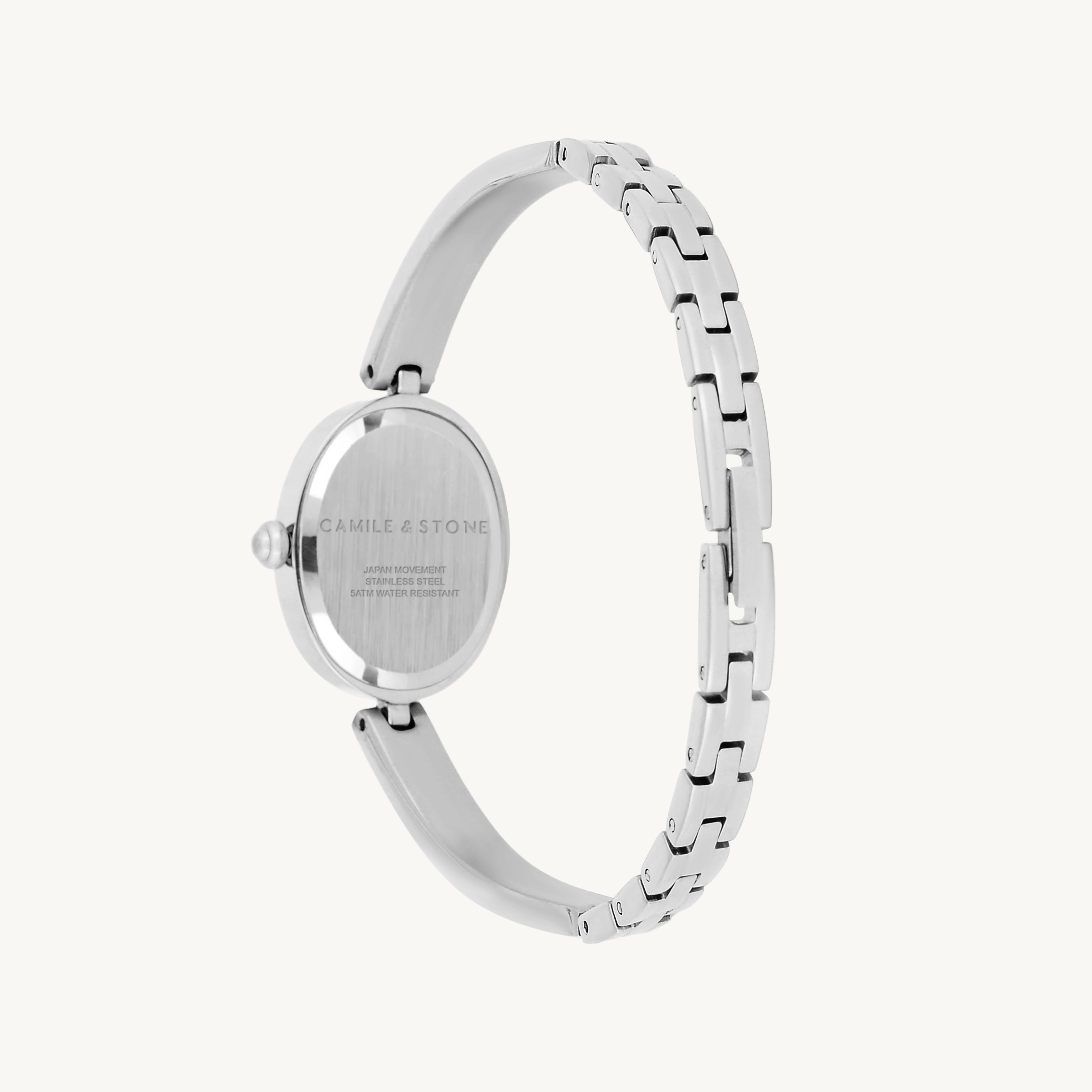 Audrey Two-Tone Oval Watch | Silver