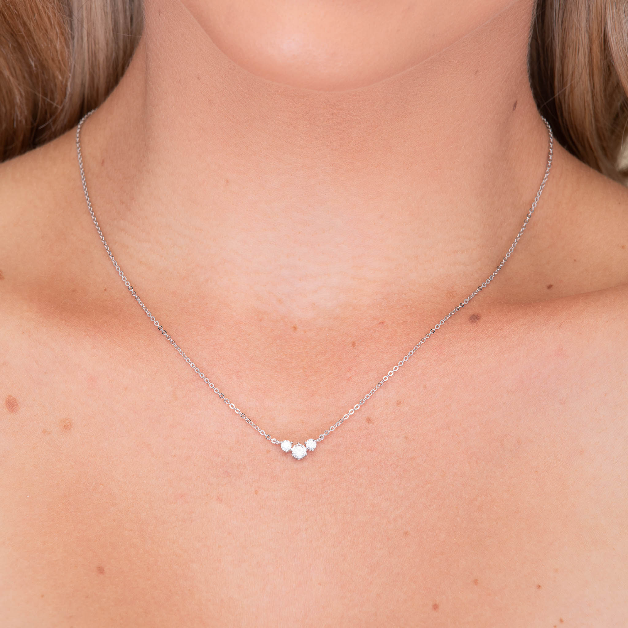 Trio Solitaire Moissanite Necklace