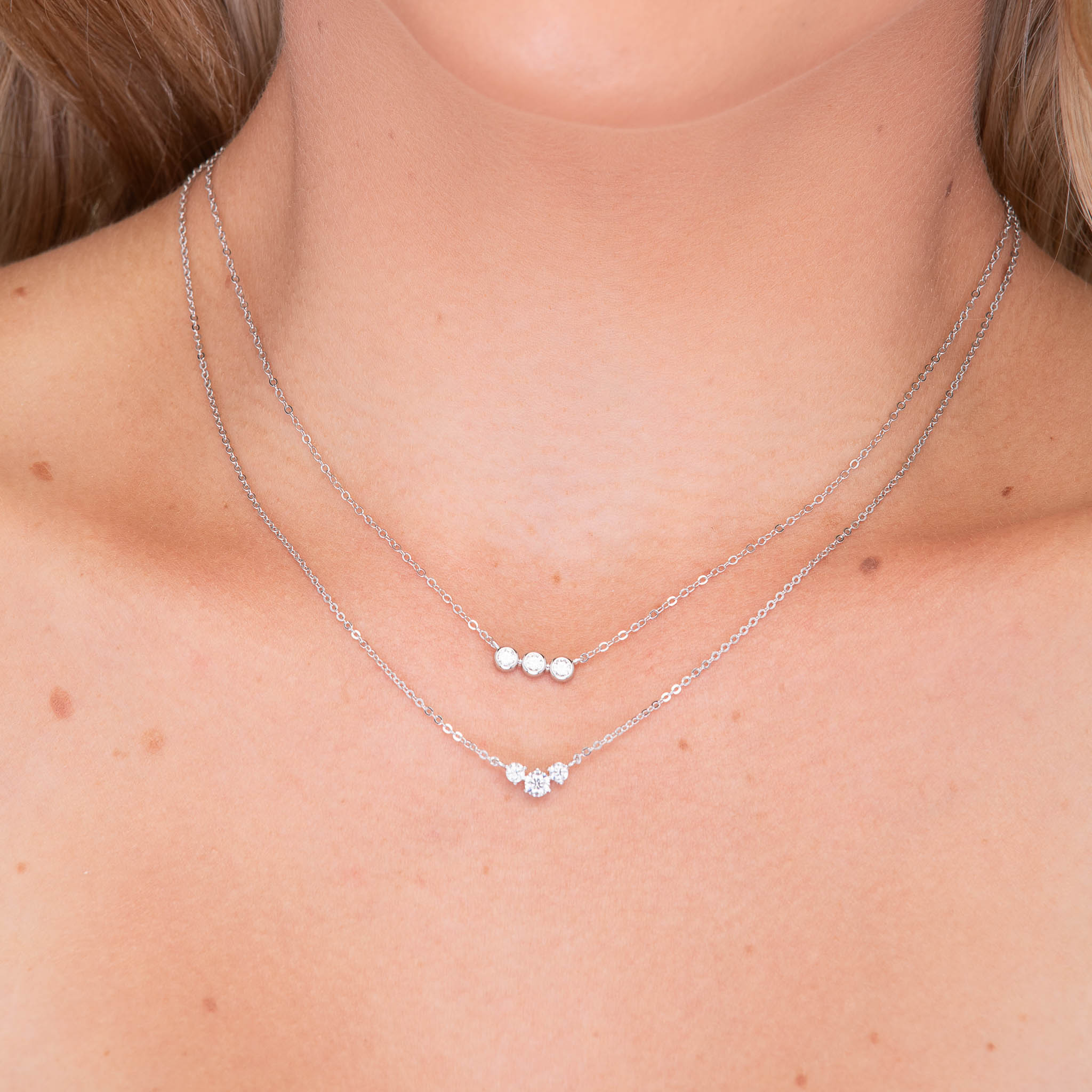 Trio Solitaire Moissanite Necklace