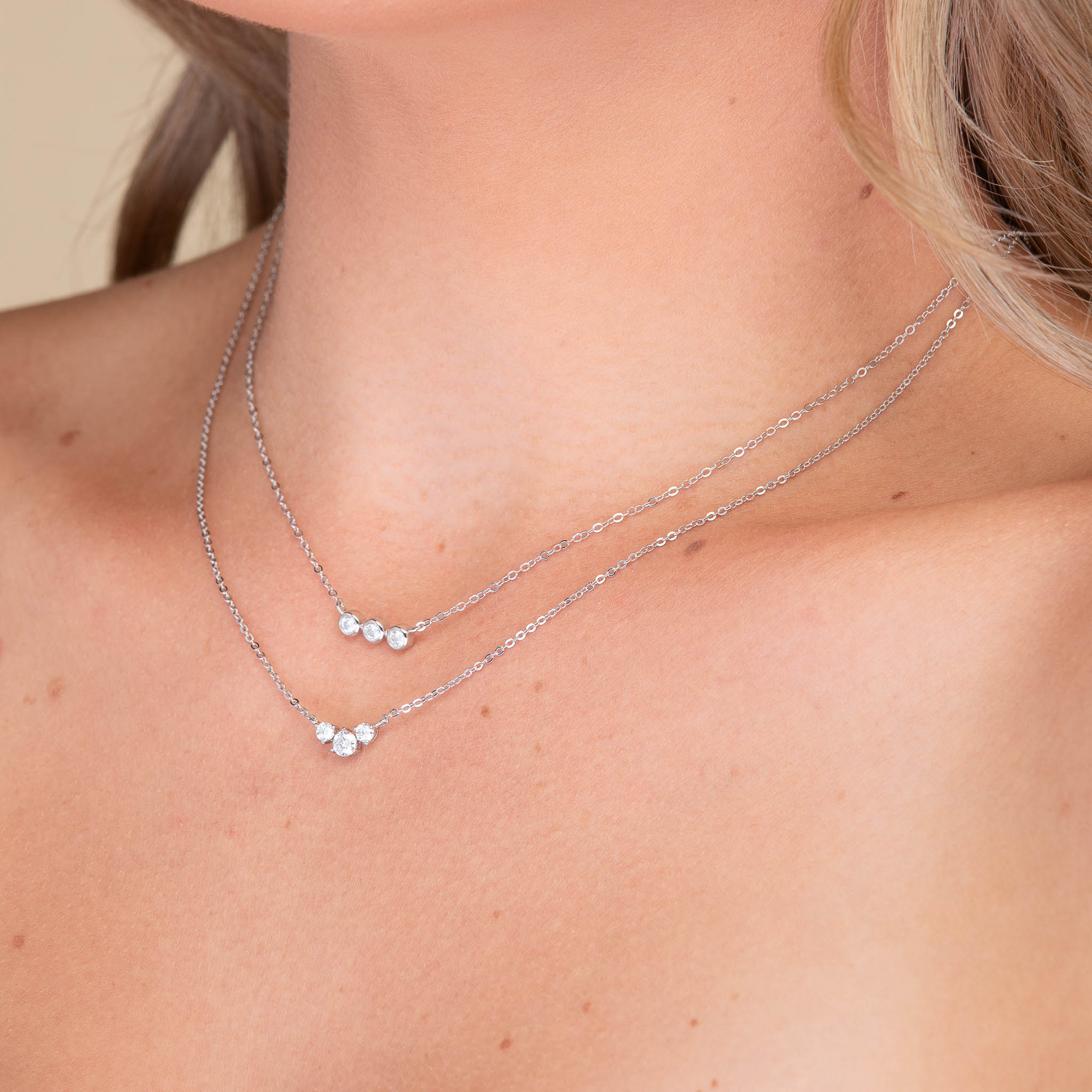 Trio Solitaire Moissanite Necklace