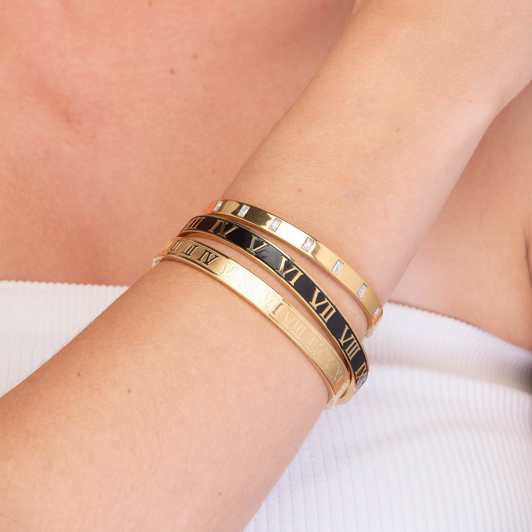 Roman Numerals Open Cuff Bangle