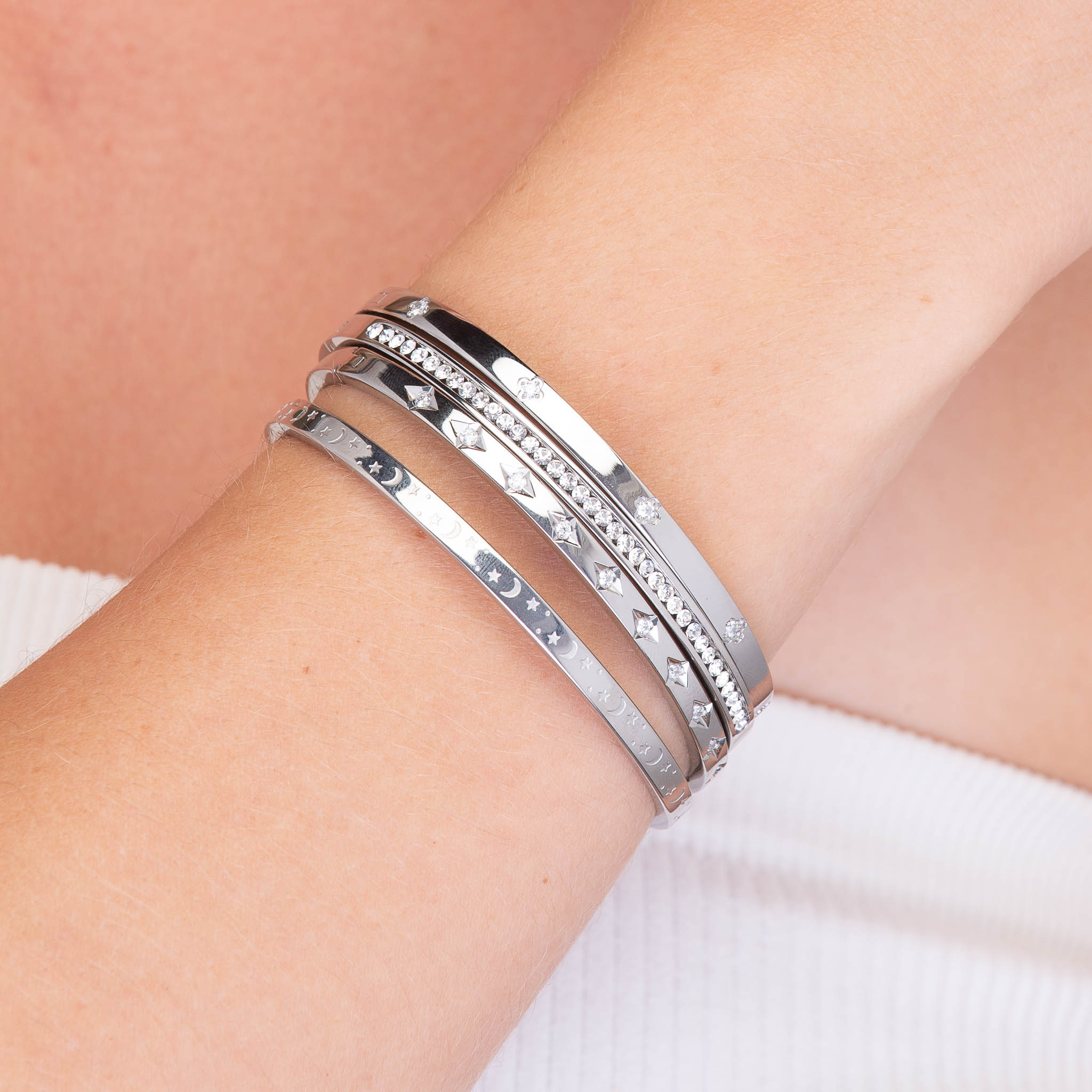 Moonlight Hinged Bangle Bracelet