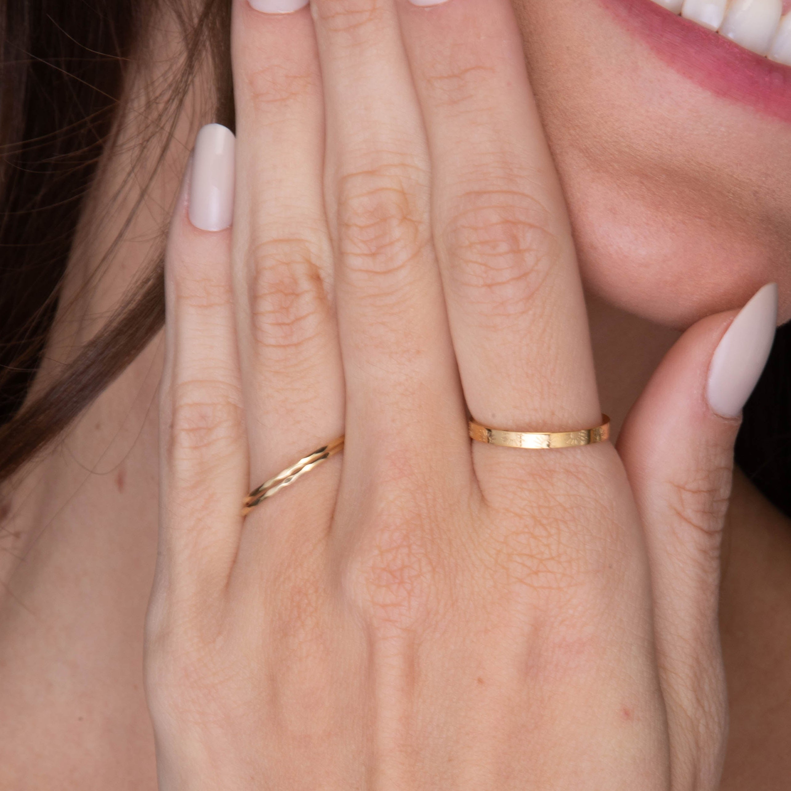 Thin Hammered Stacker Ring