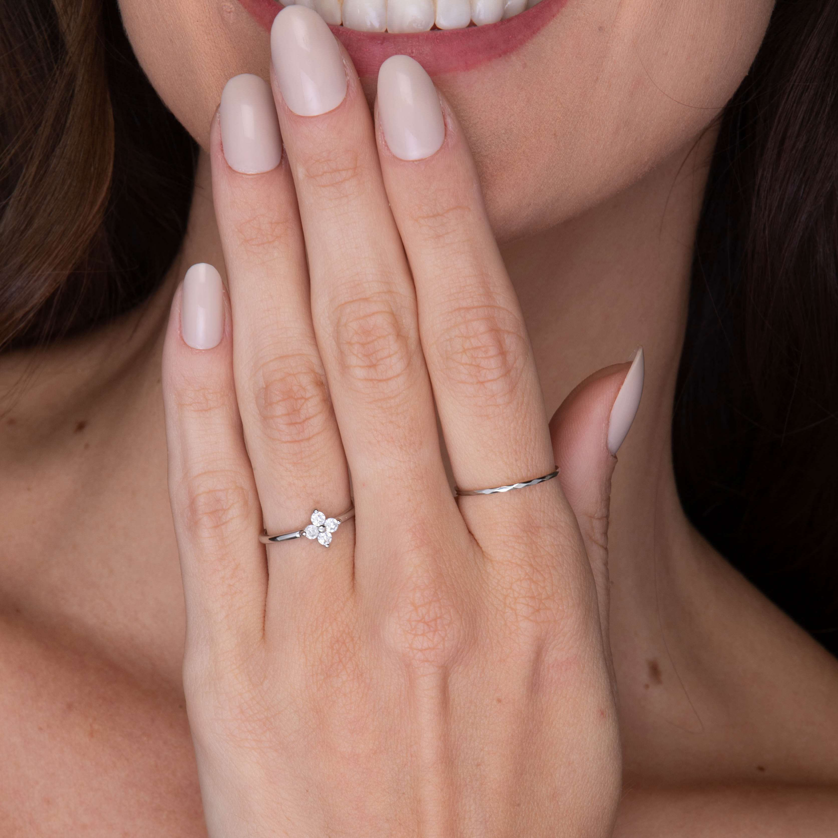 Thin Hammered Stacker Ring