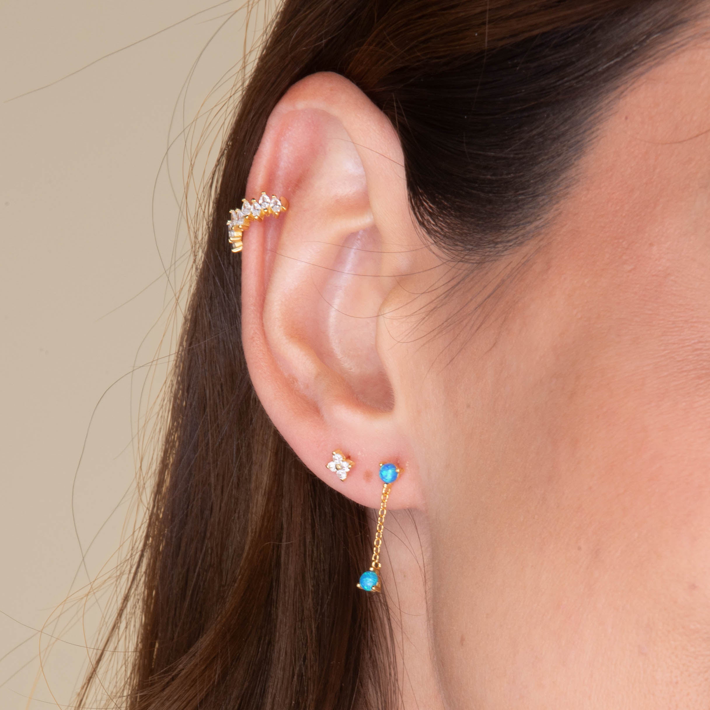 Blue Opal Dangling Stud Earrings