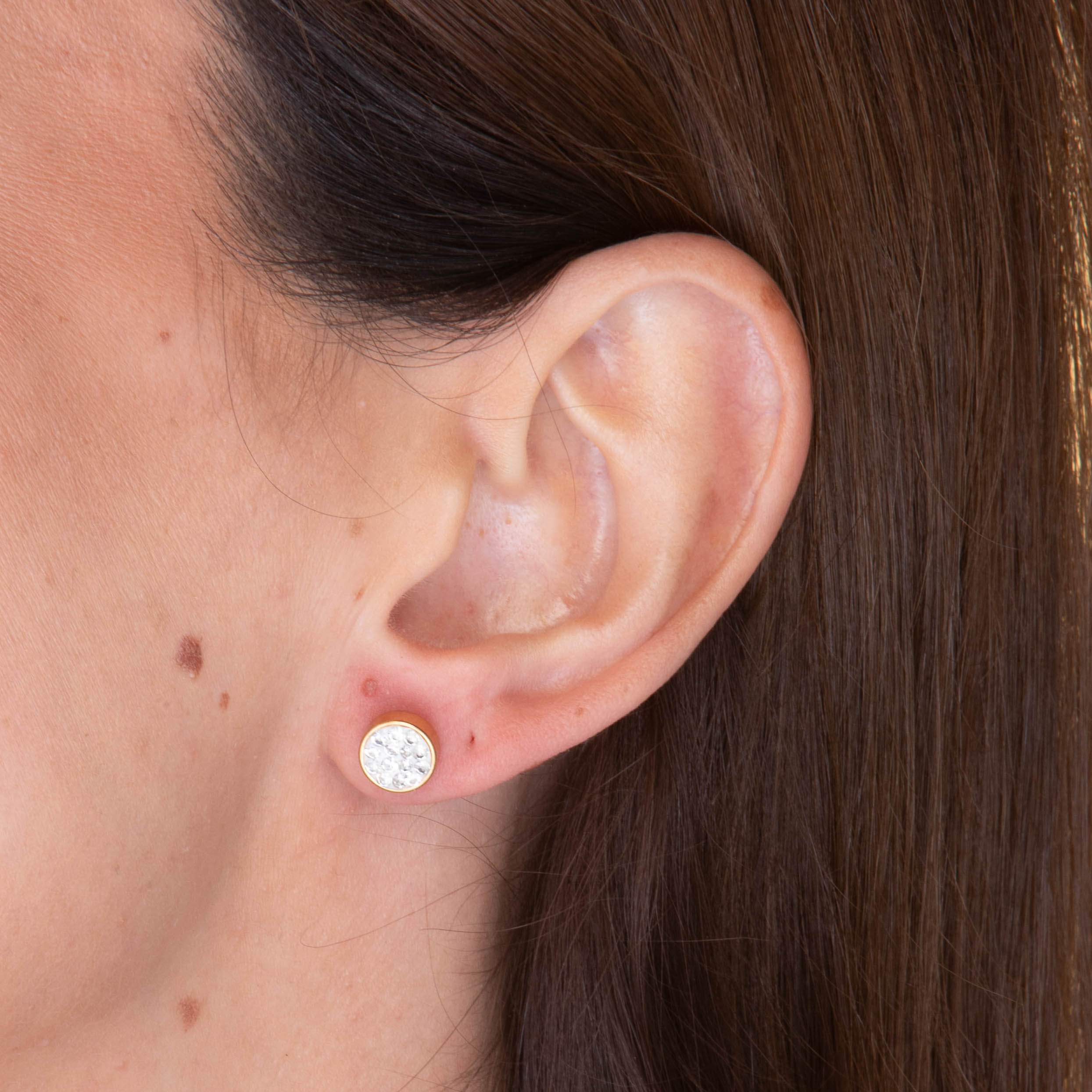 8mm Unisex Circle Crystal Stud Earrings