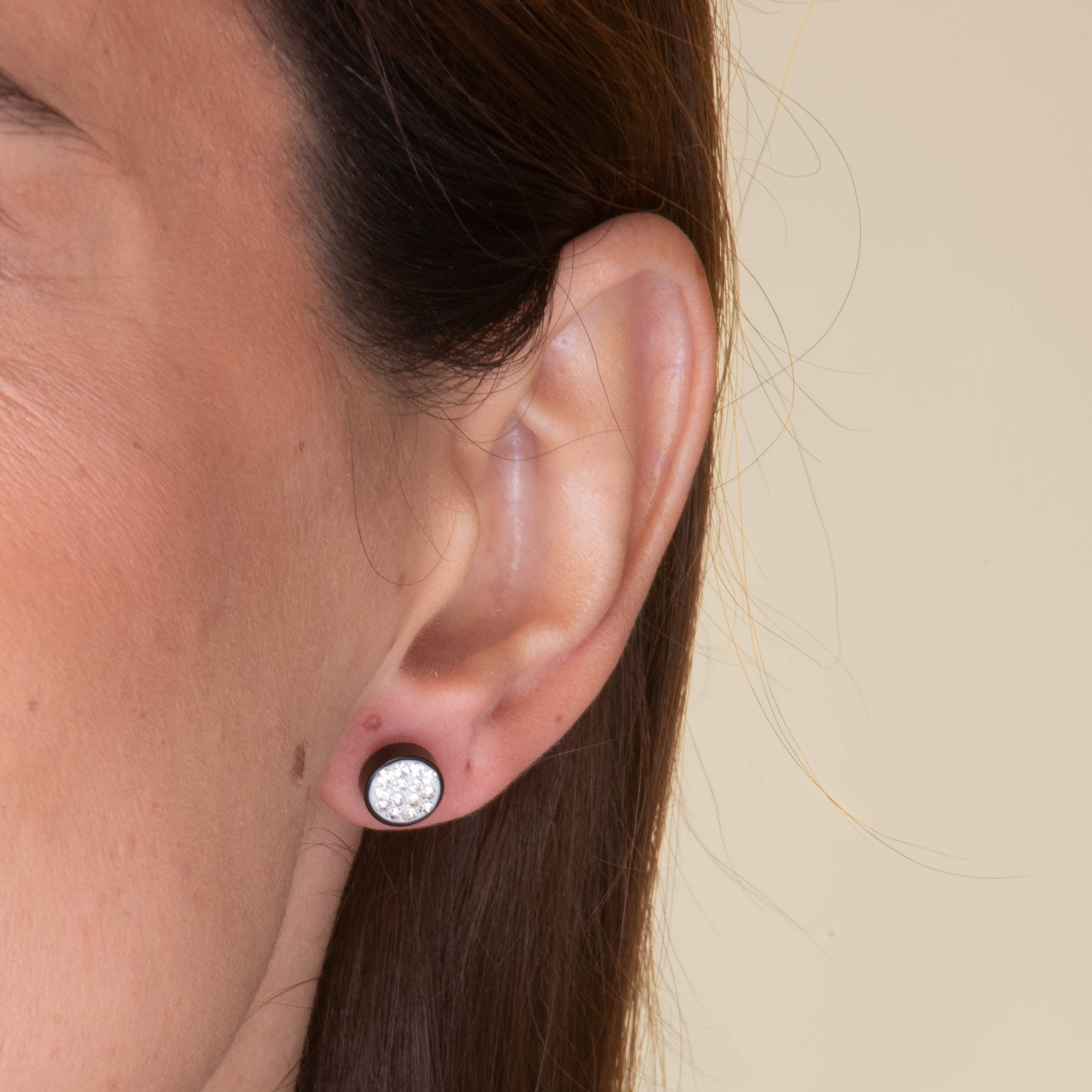 8mm Unisex Circle Crystal Stud Earrings