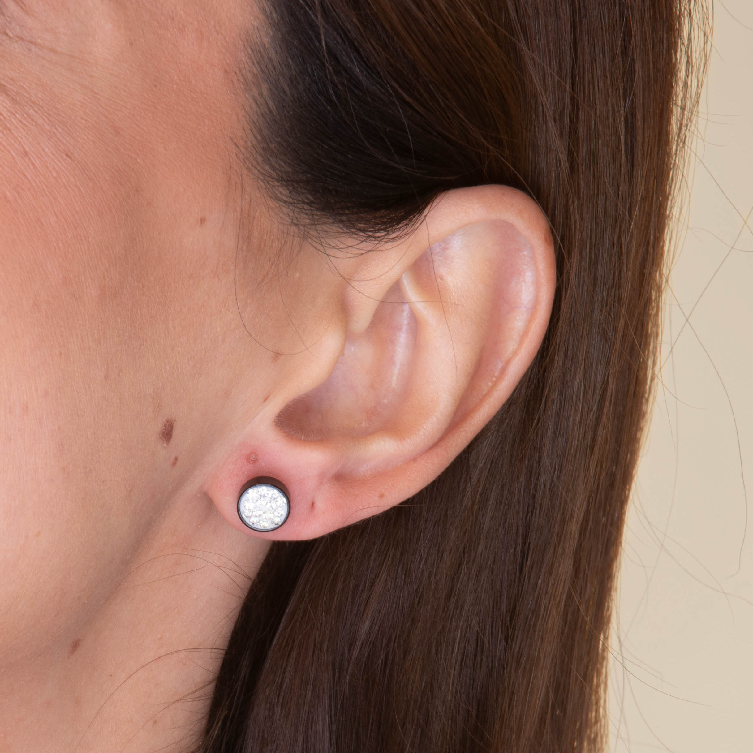 8mm Unisex Circle Crystal Stud Earrings