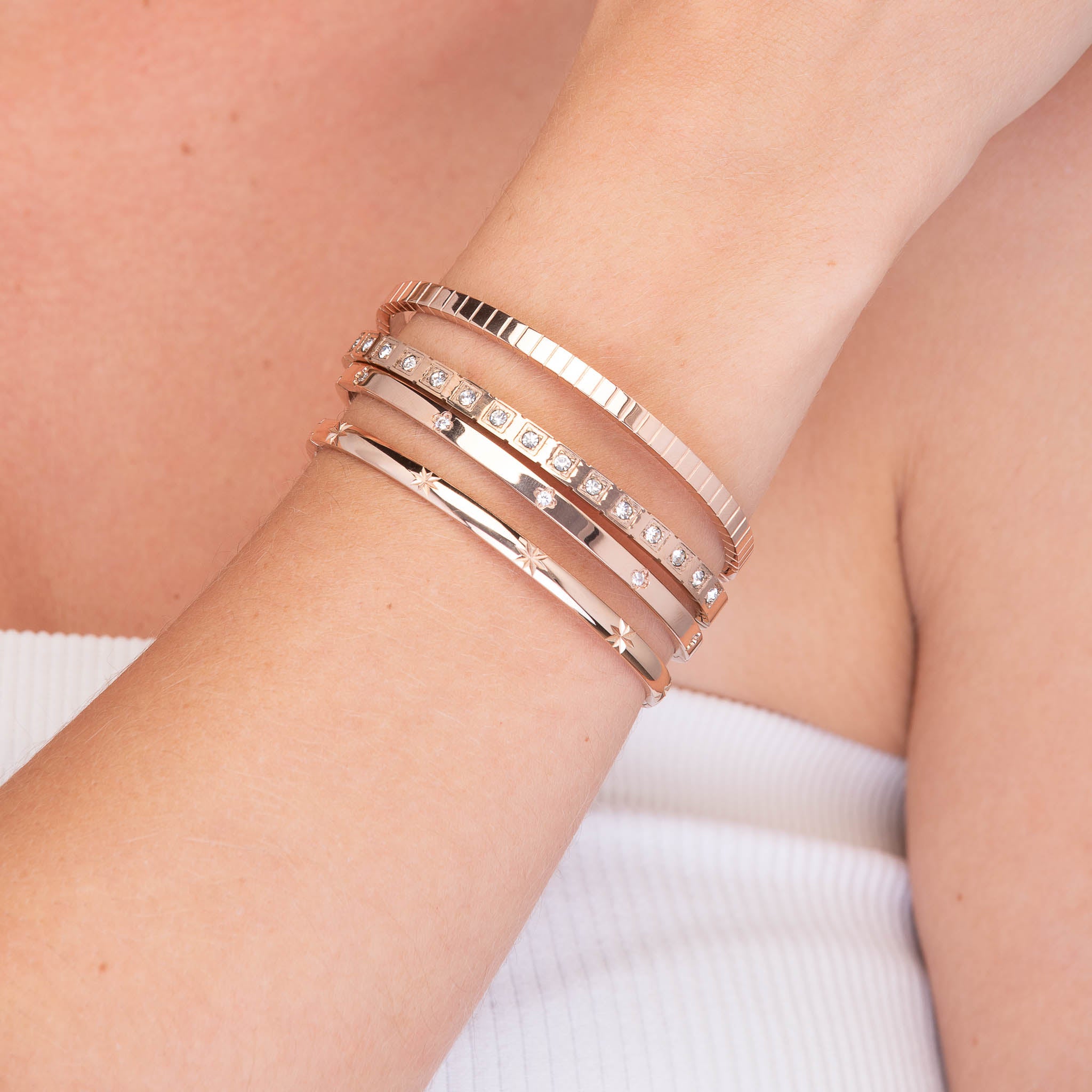 North Star Hinged Bangle Bracelet