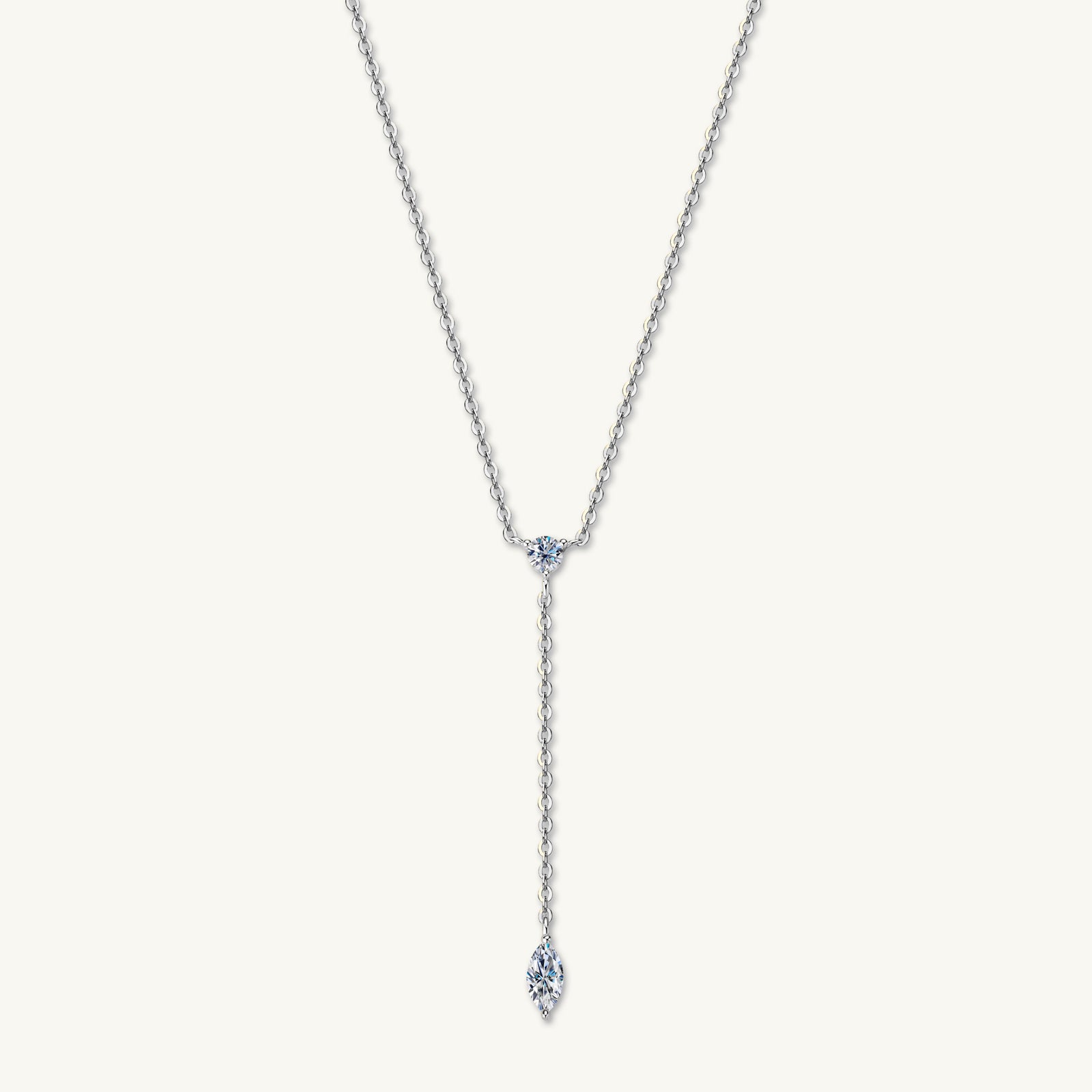 Marquise Y Drop Moissanite Long Necklace