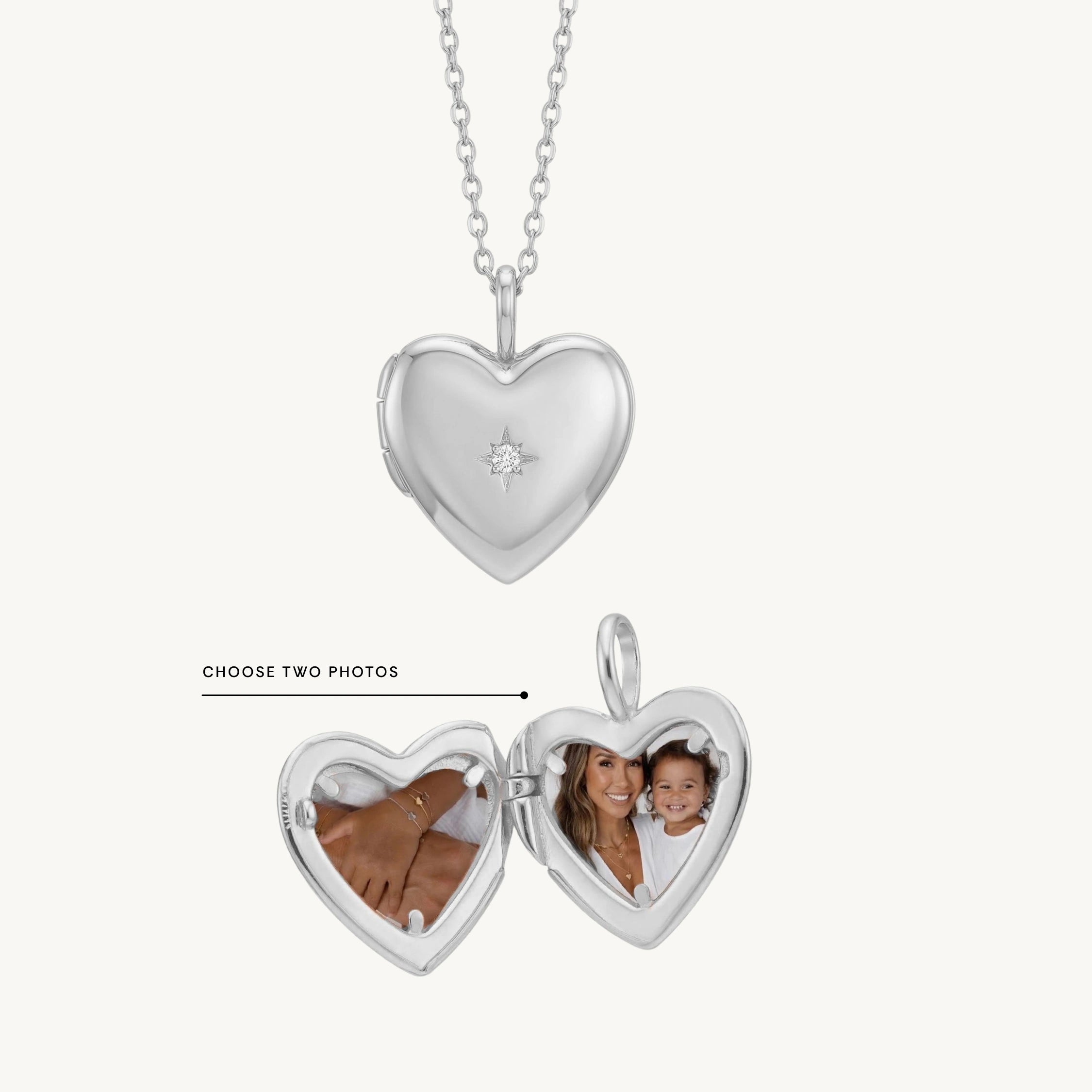 North Star Heart Photo Locket Necklace