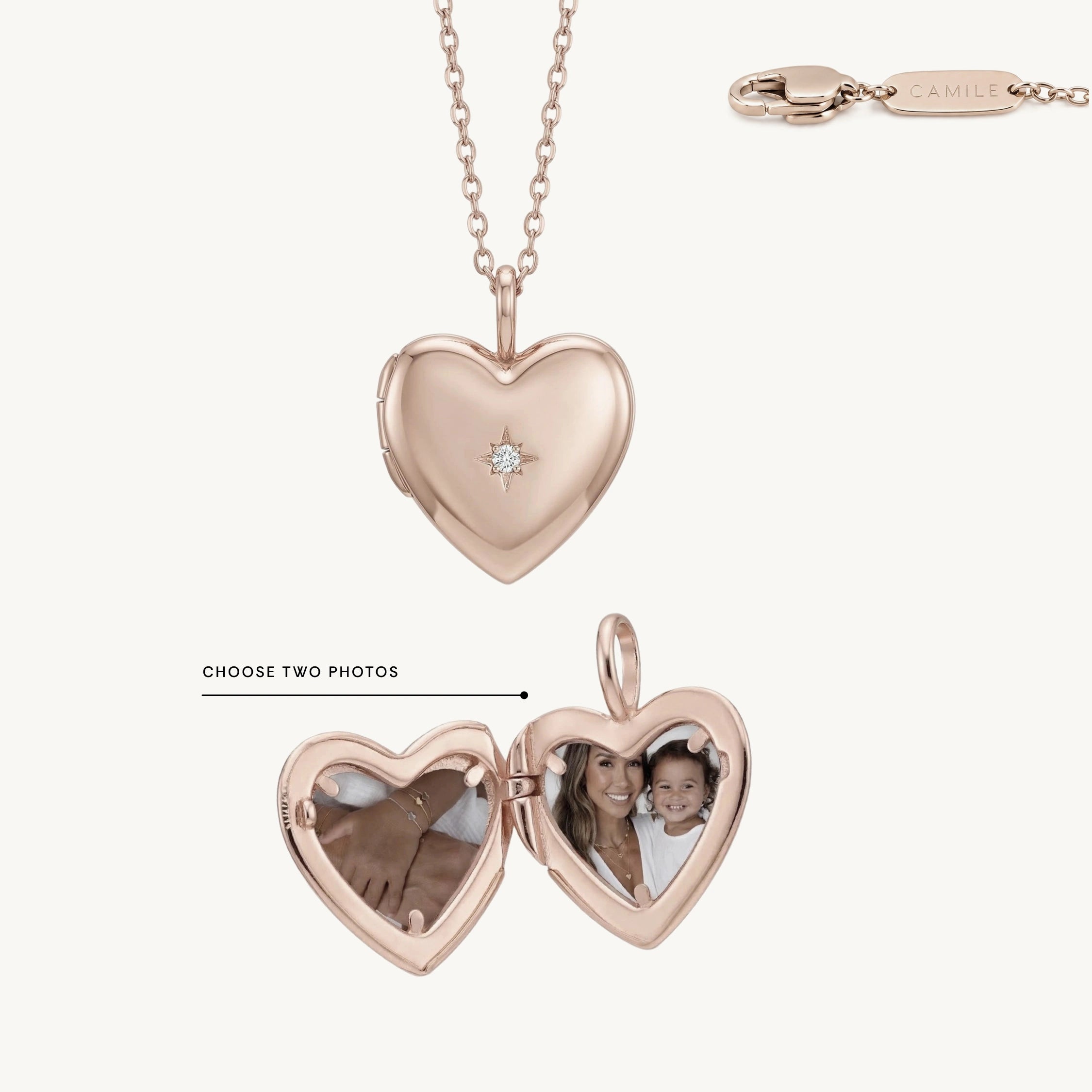 North Star Heart Photo Locket Necklace