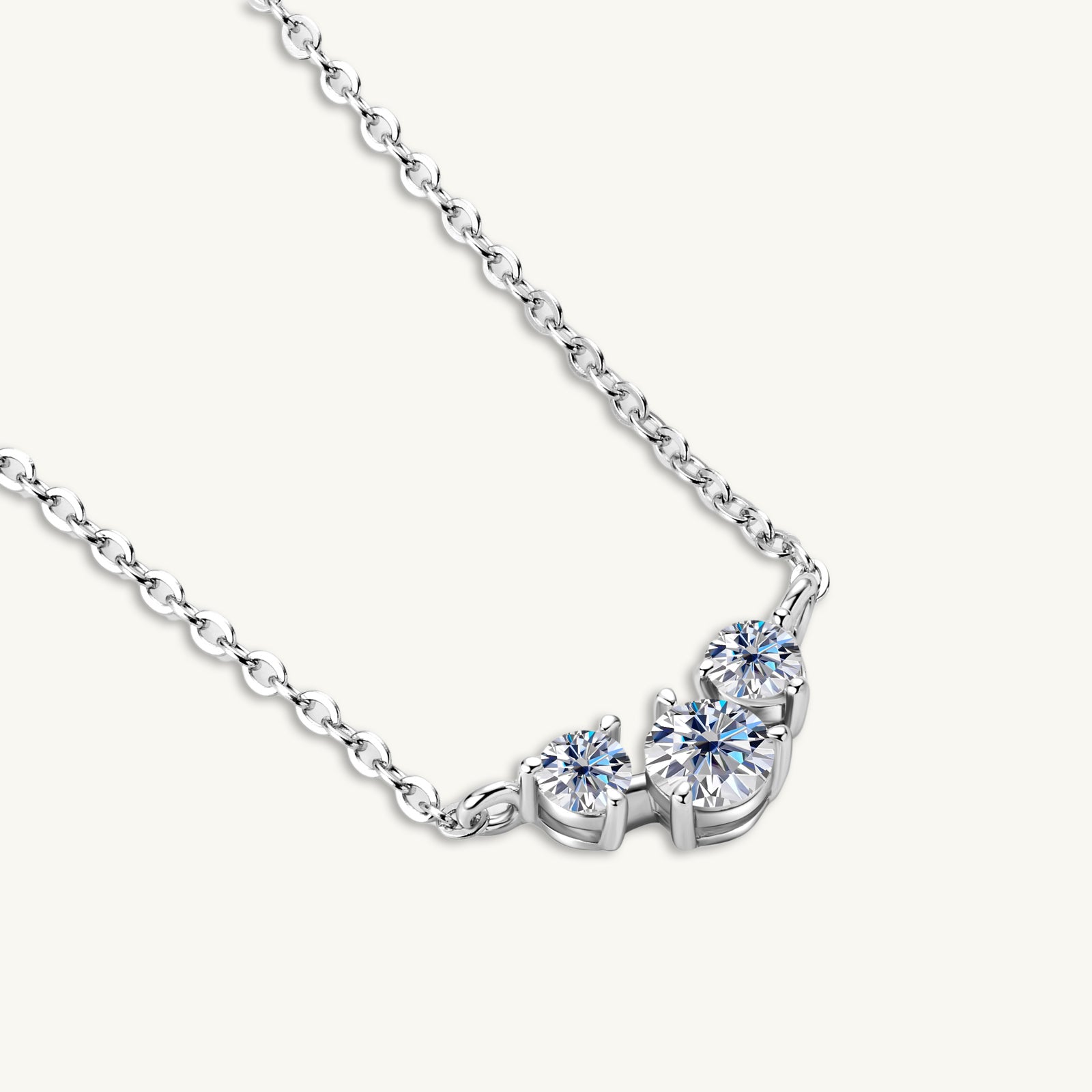 Trio Solitaire Moissanite Necklace