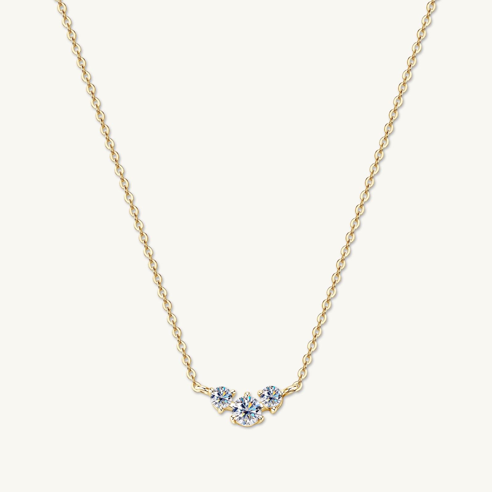 Trio Solitaire Moissanite Necklace