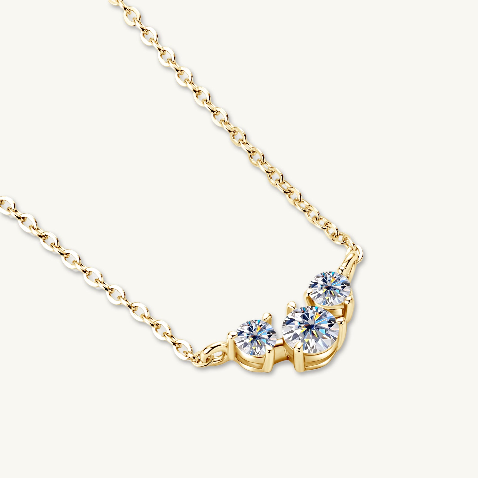 Trio Solitaire Moissanite Necklace