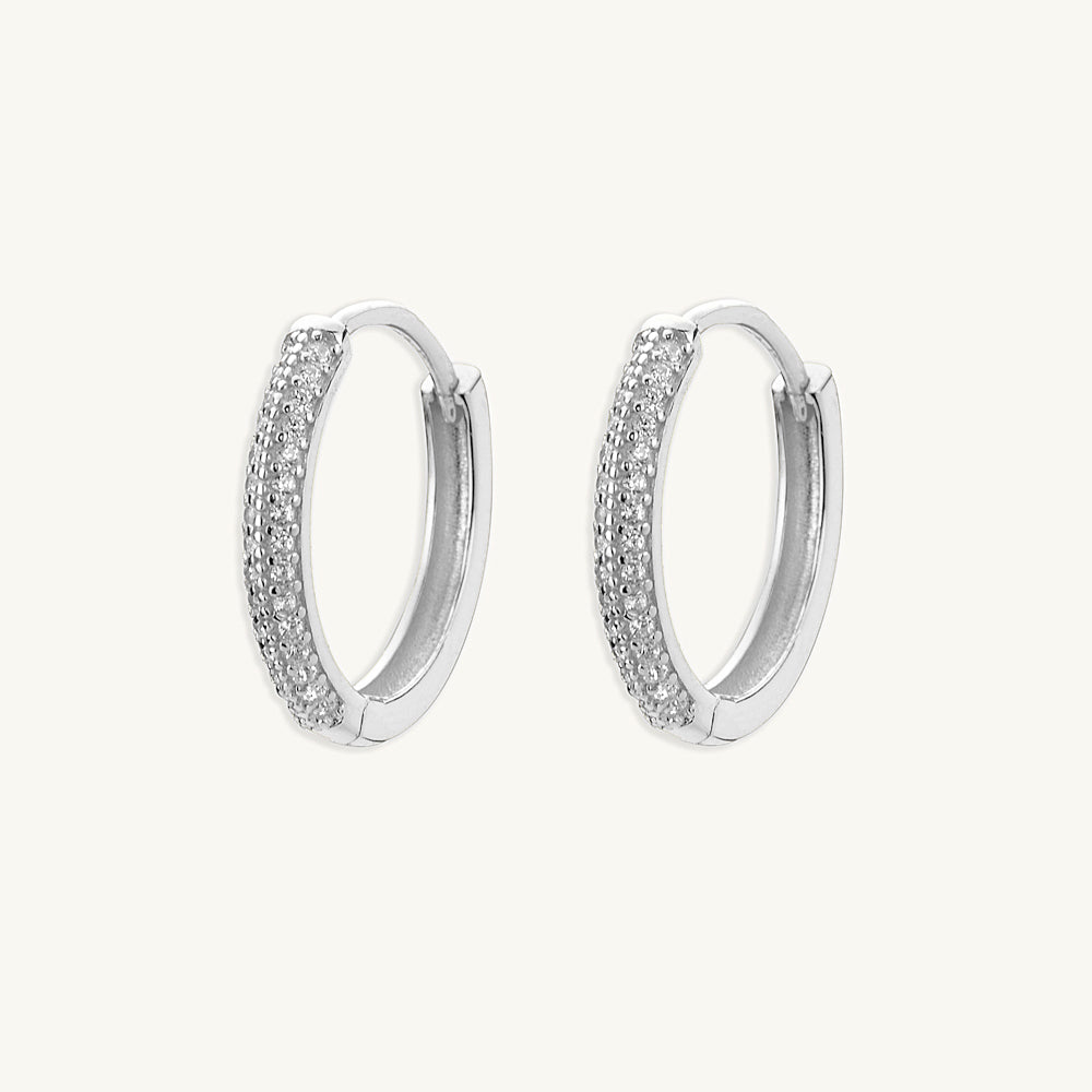 Large Sapphire Pave Hoop Earrings