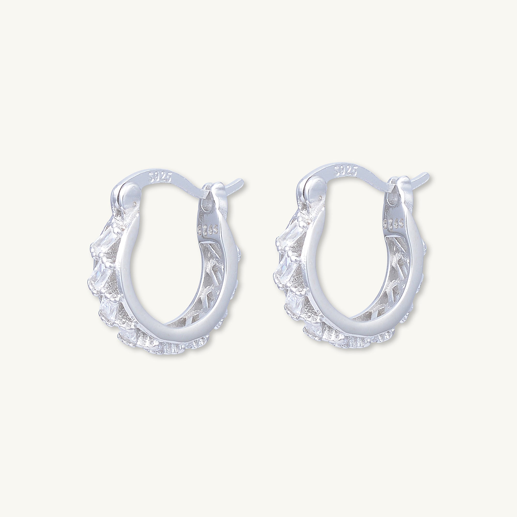 Baguette Sapphire Hoop Earrings