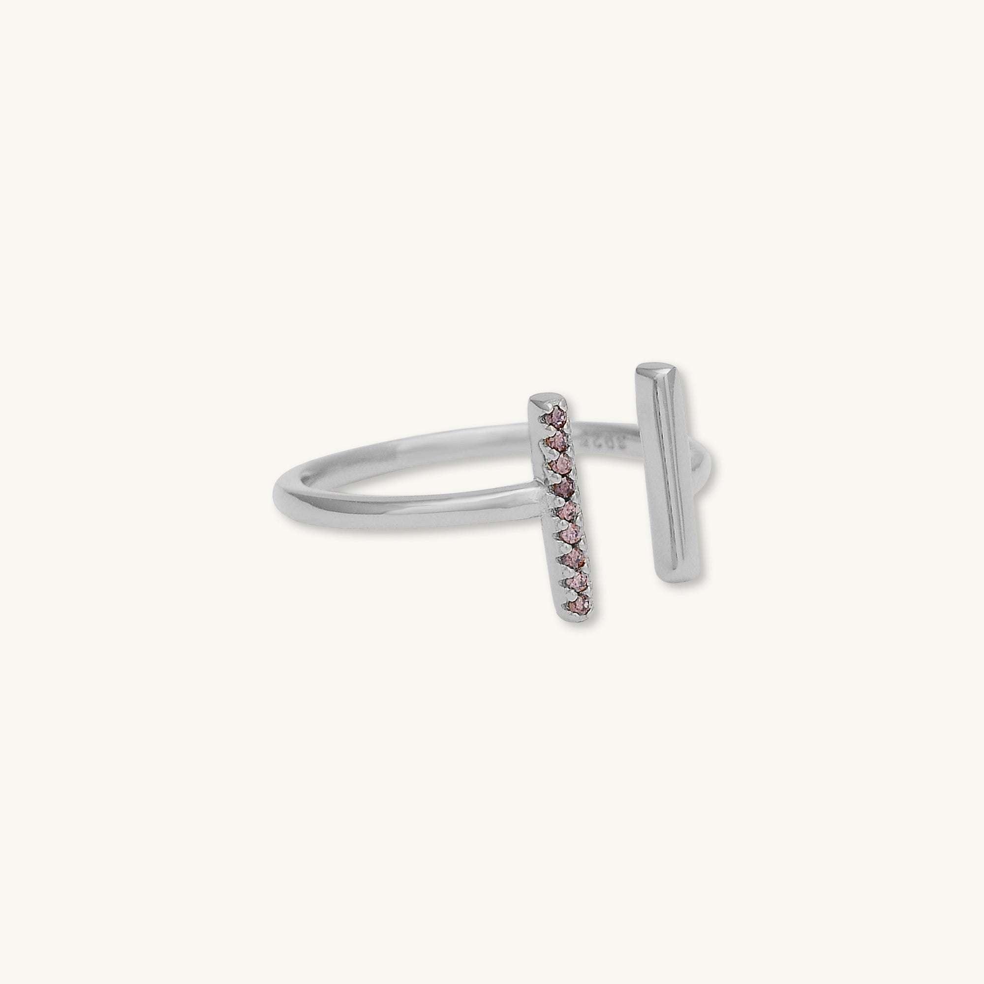 Linear Bar Zirconia Open Ring