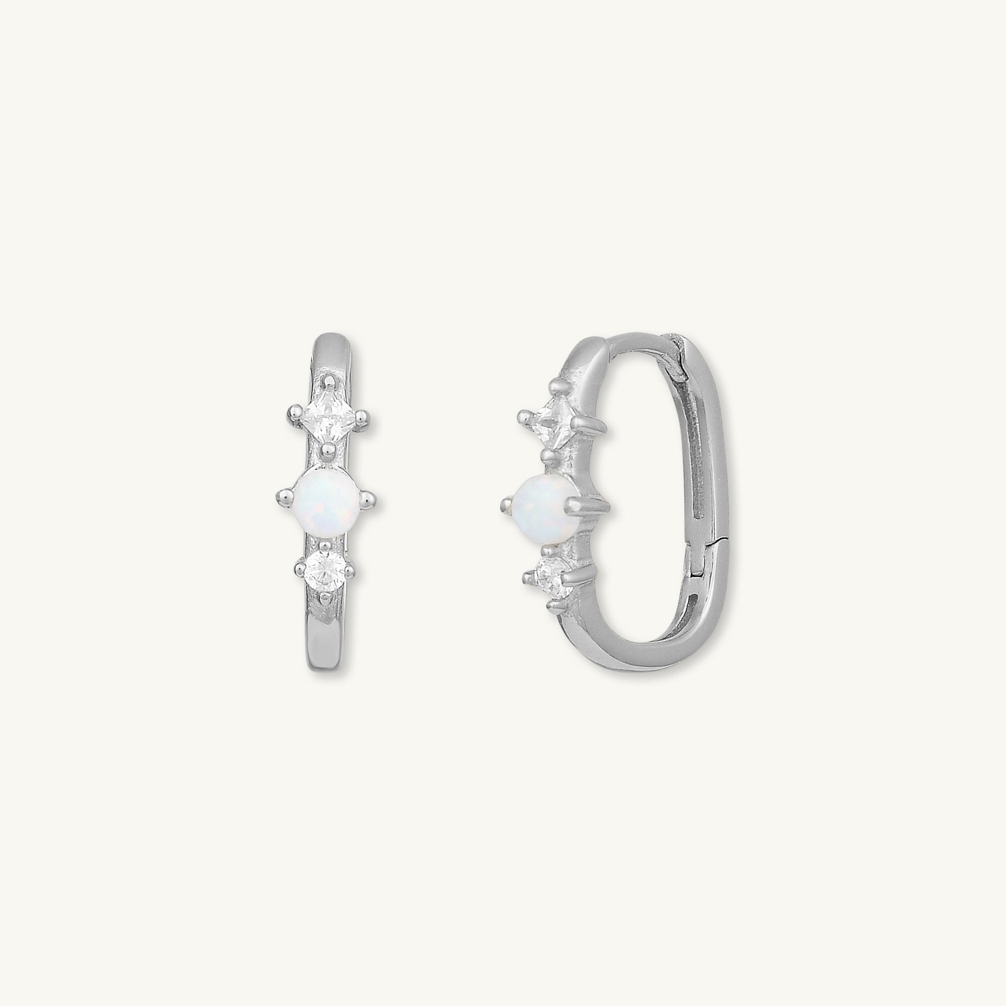 Opal Sapphire Huggie Earrings