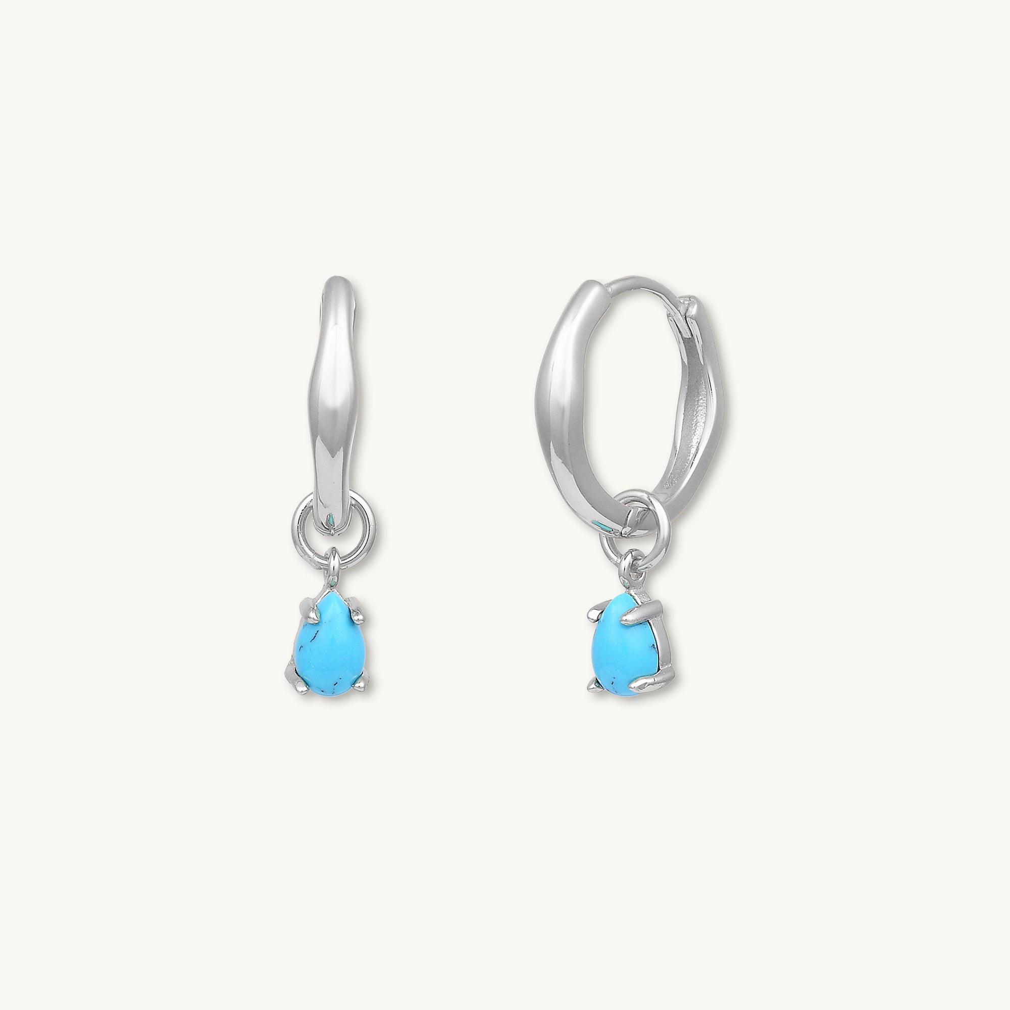 Teardrop Turquoise Huggie Earrings