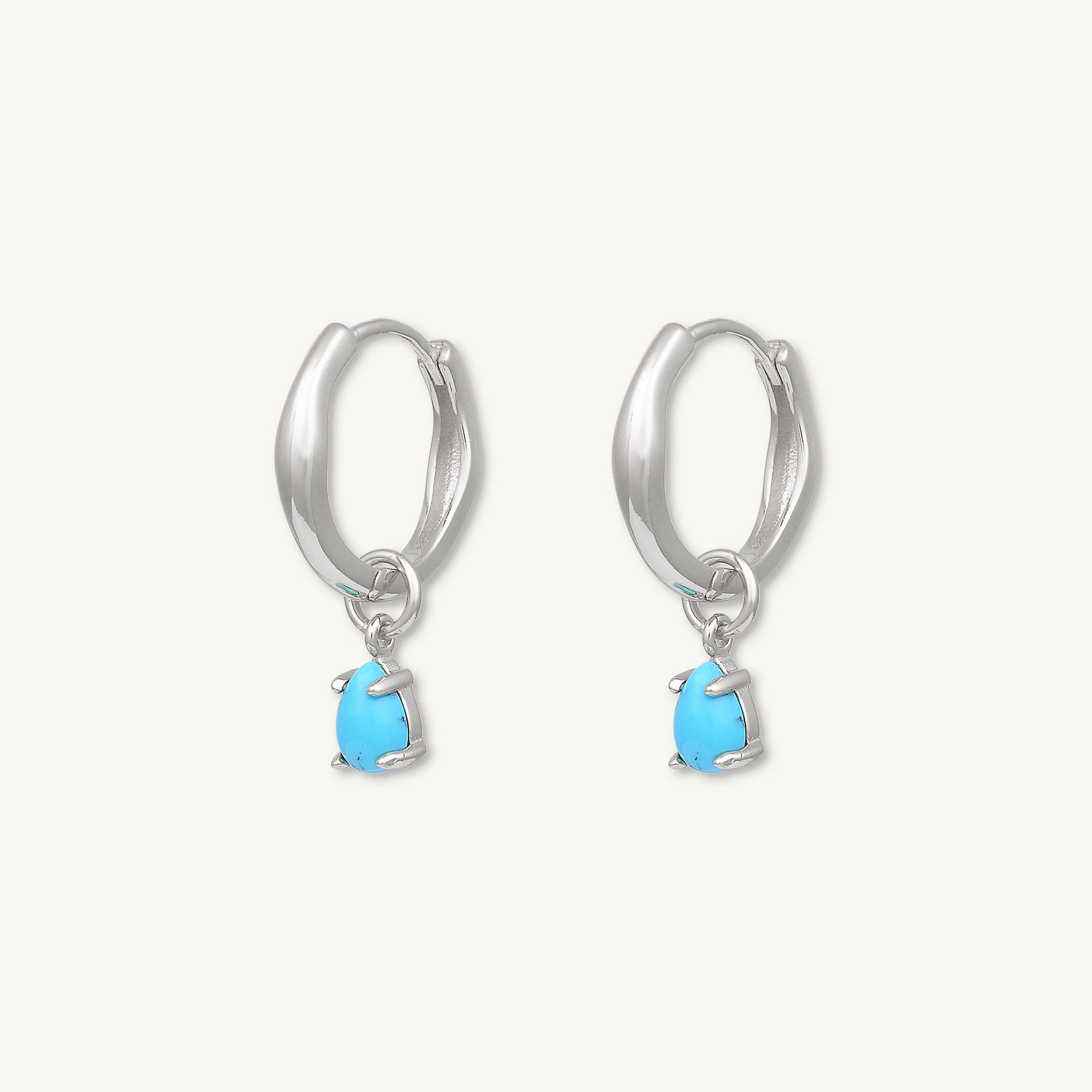 Teardrop Turquoise Huggie Earrings