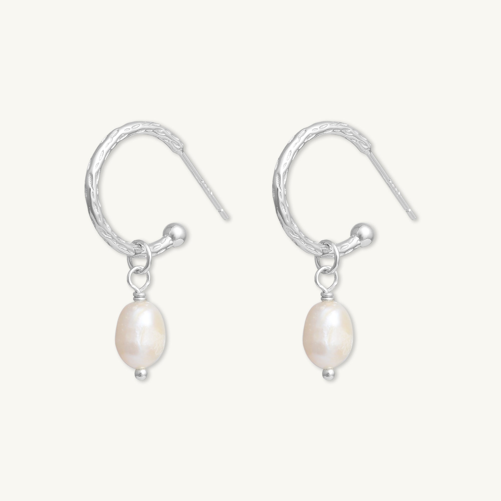 Freshwater Pearl Dangle Molten Huggie Earrings