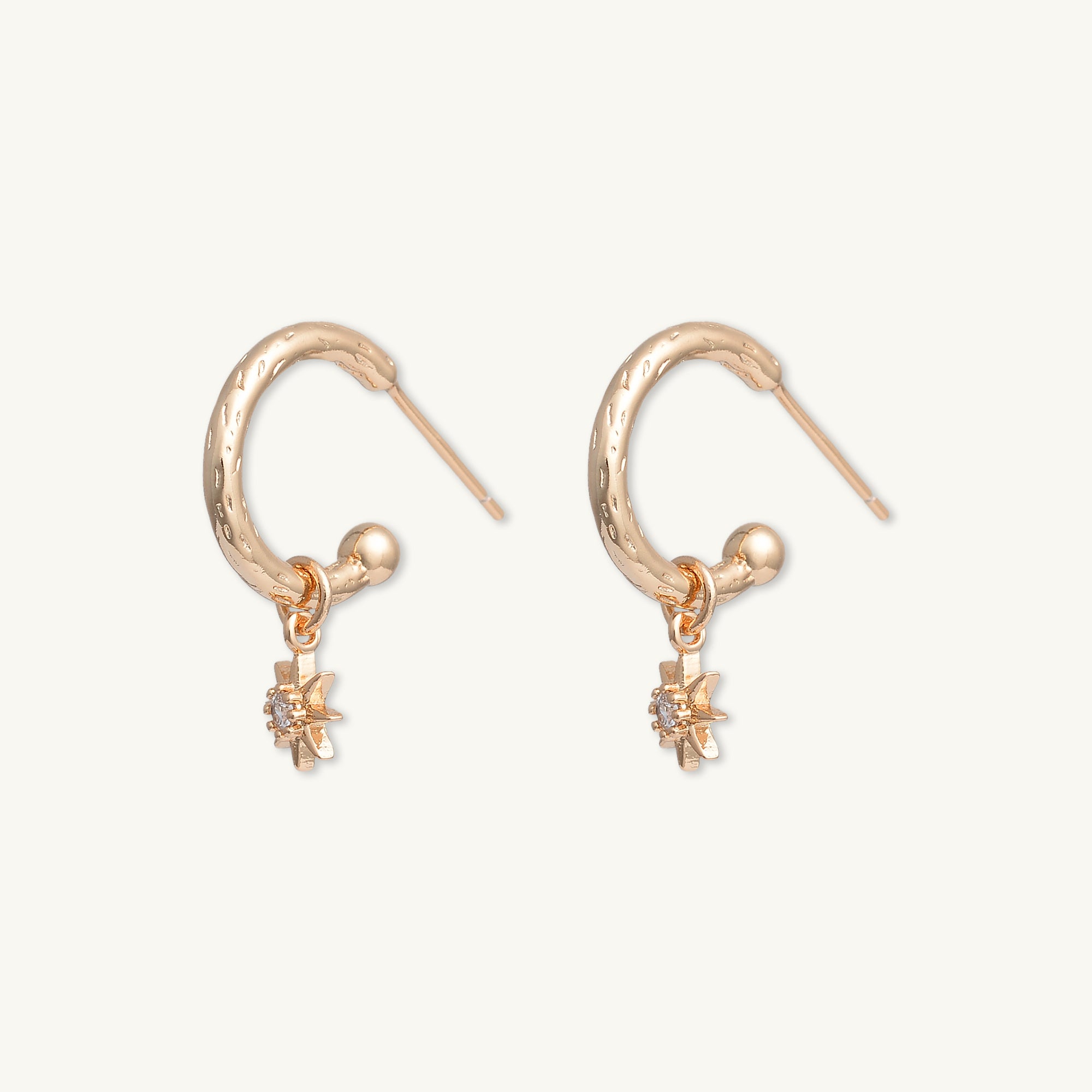 North Star Dangle Molten Huggie Earrings