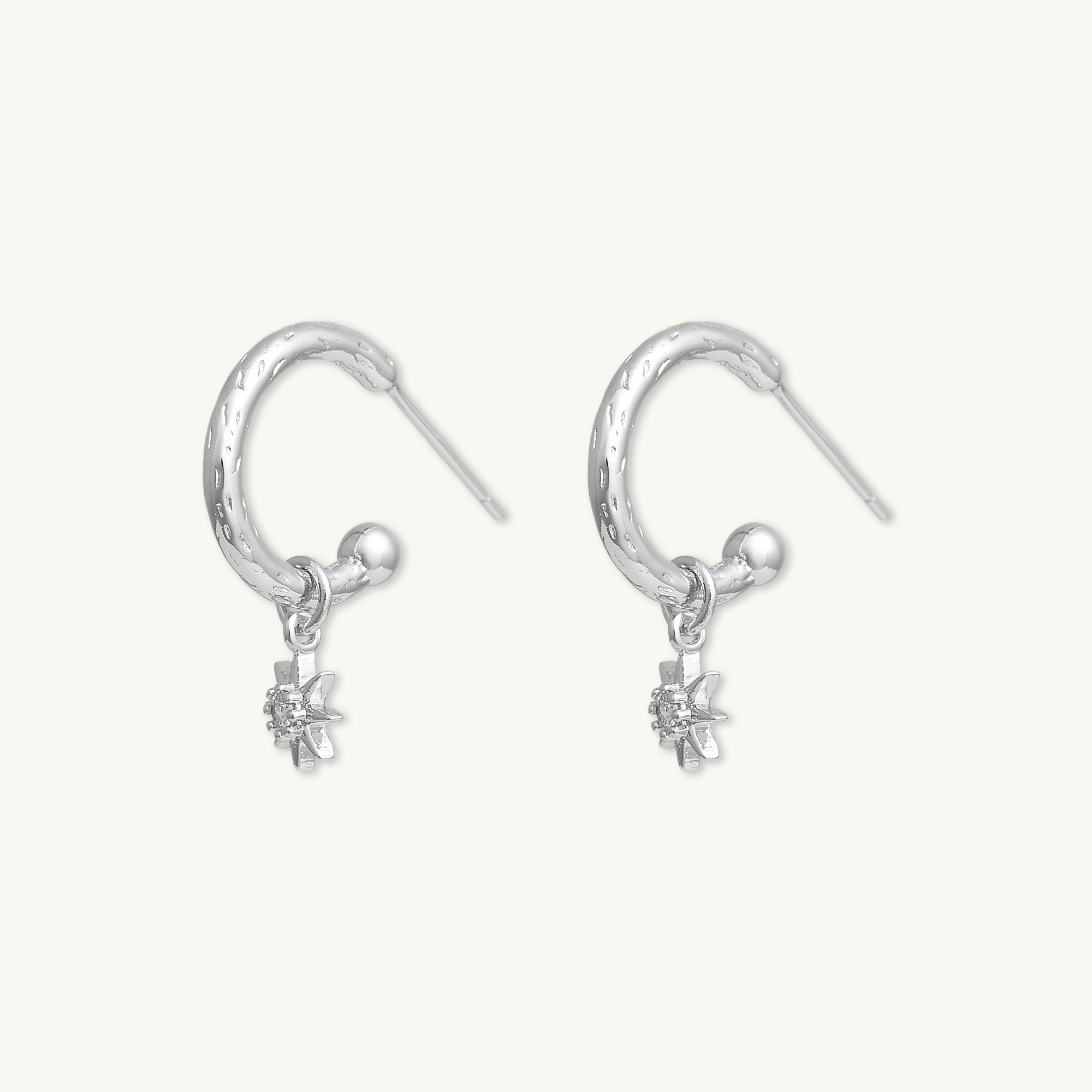 North Star Dangle Molten Huggie Earrings