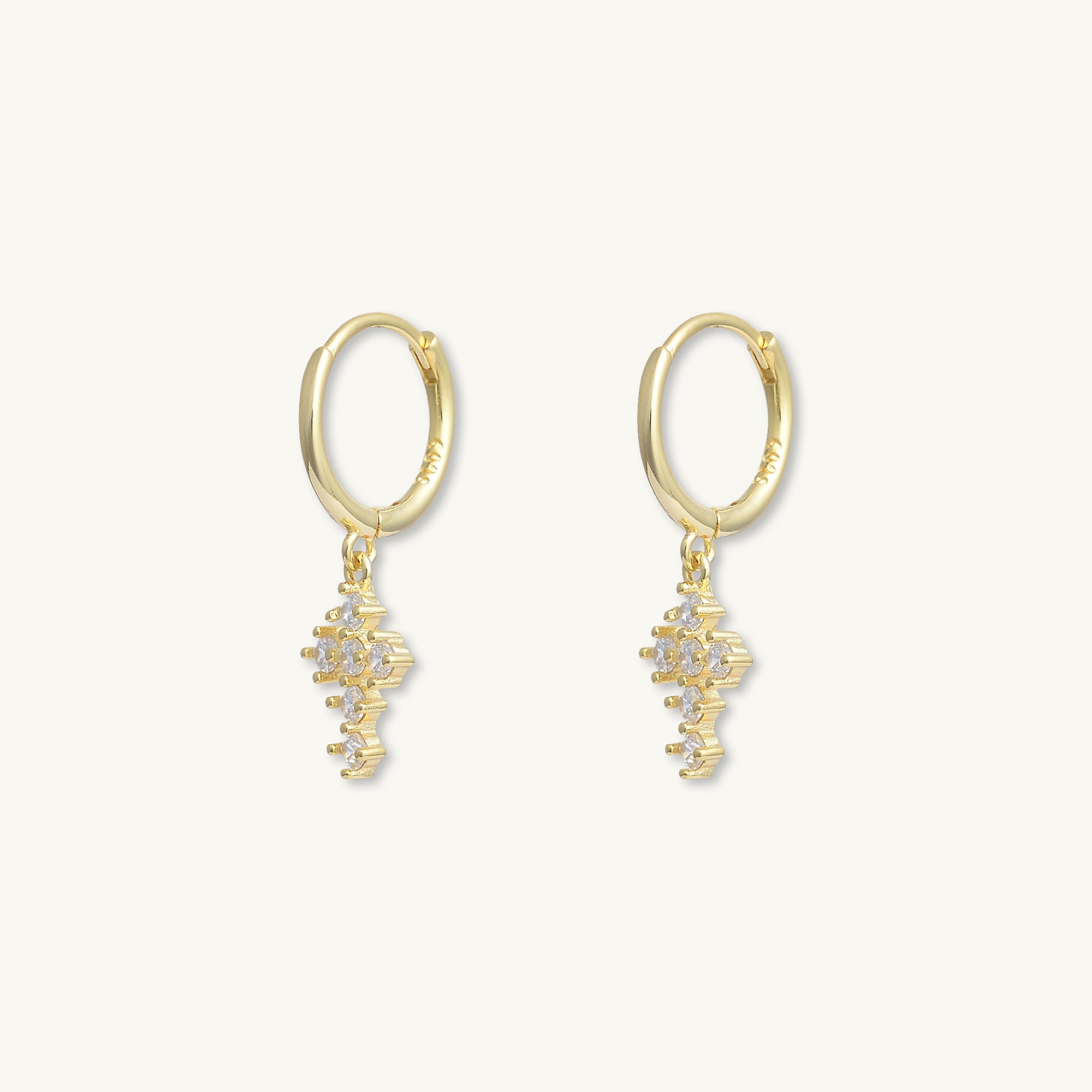 Cross Zirconia Huggie Earrings