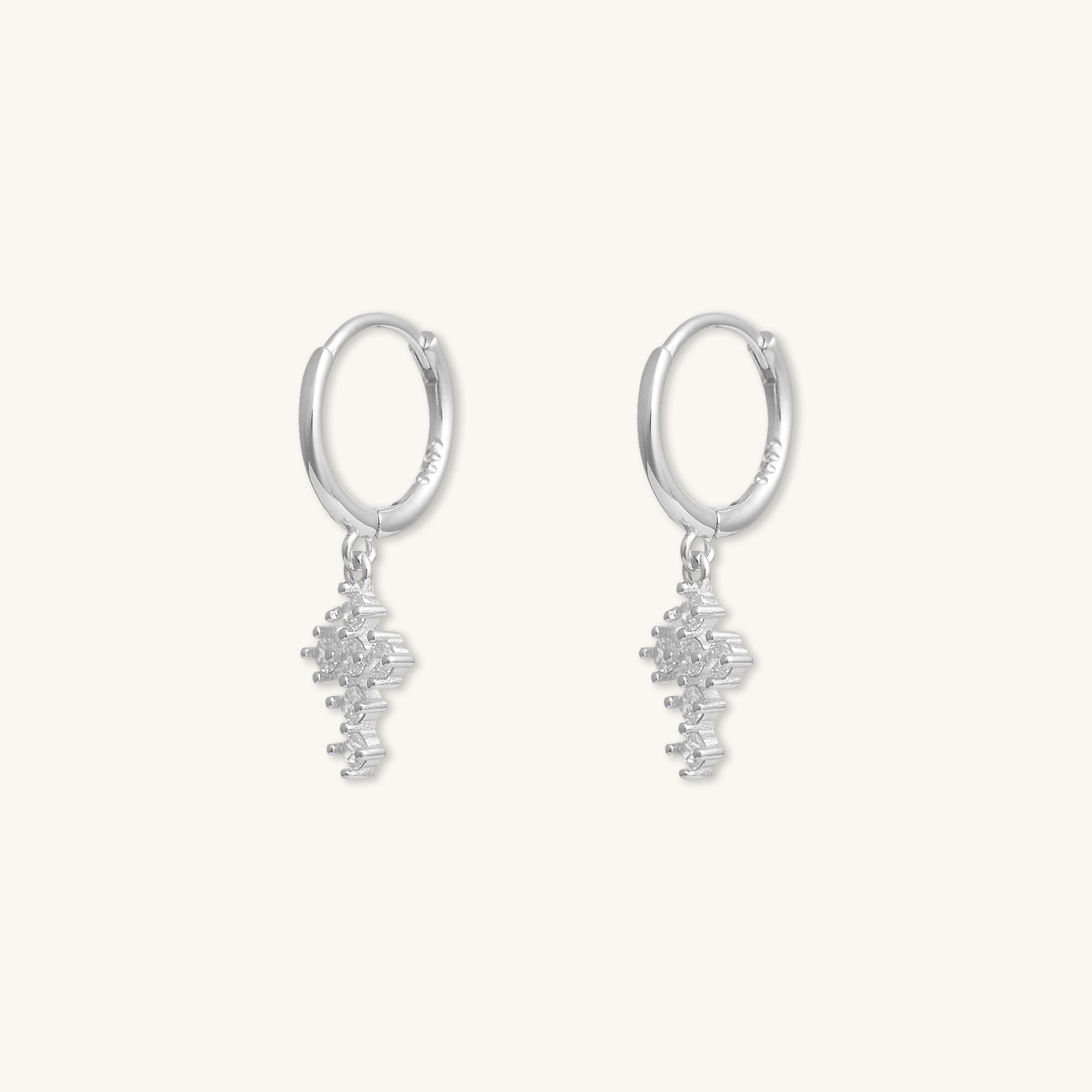 Cross Zirconia Huggie Earrings