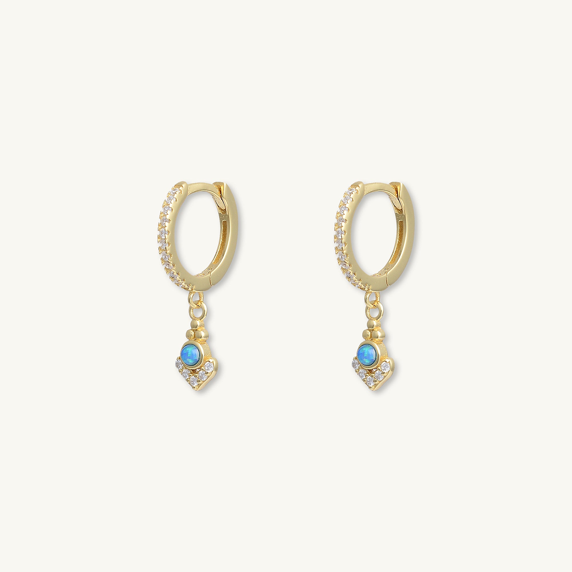Blue Opal Anchor Huggie Earrings