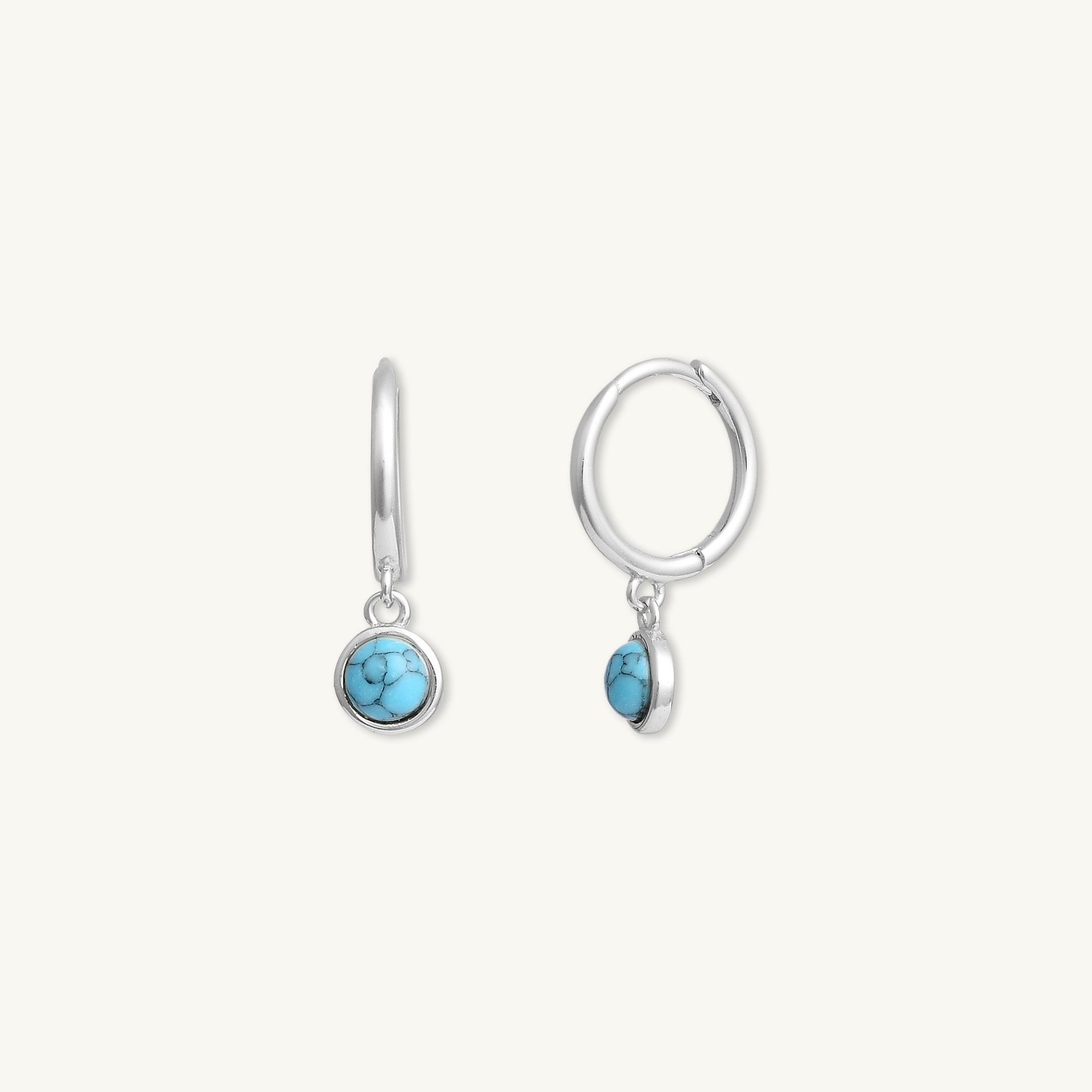 Turquoise Circle Dangle Huggie Earrings