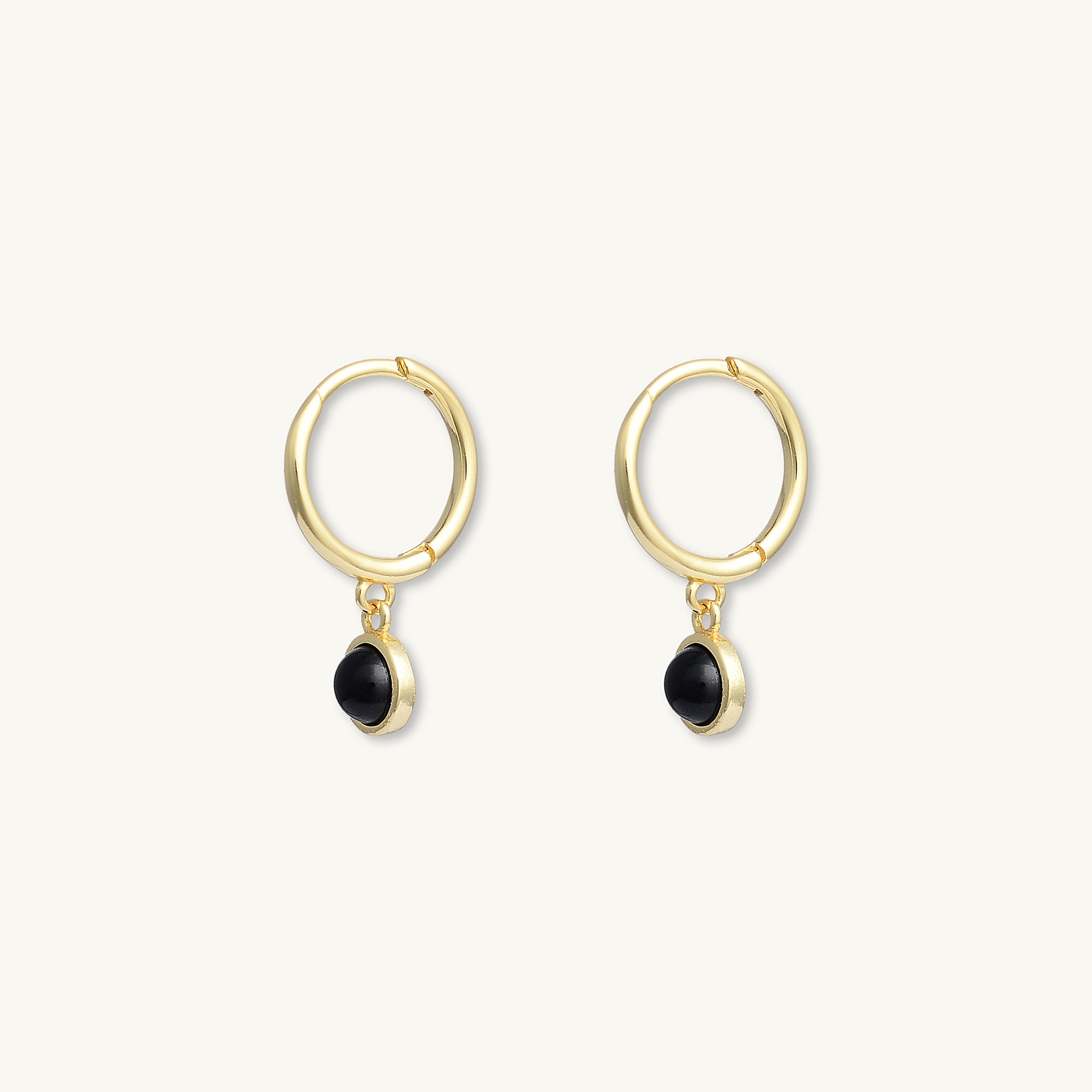 Onyx Circle Dangle Huggie Earrings