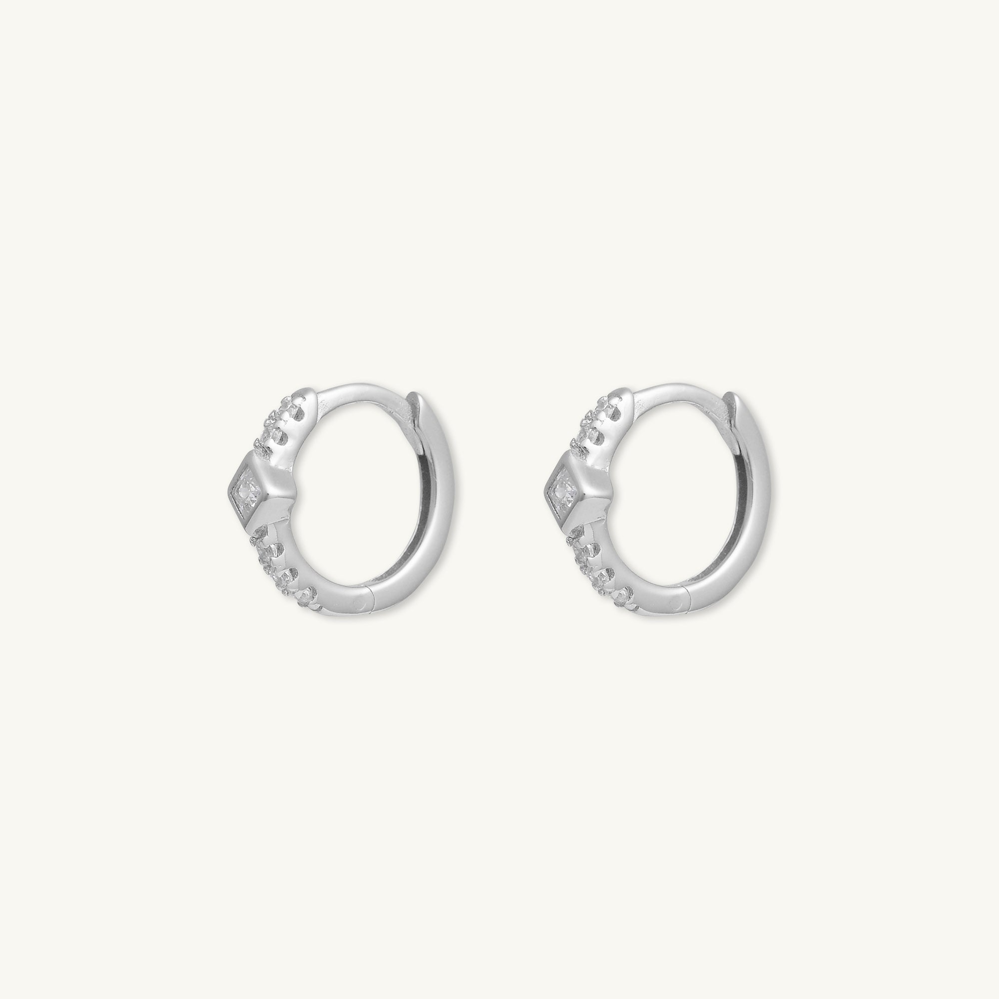 Square Zirconia Huggie Earrings