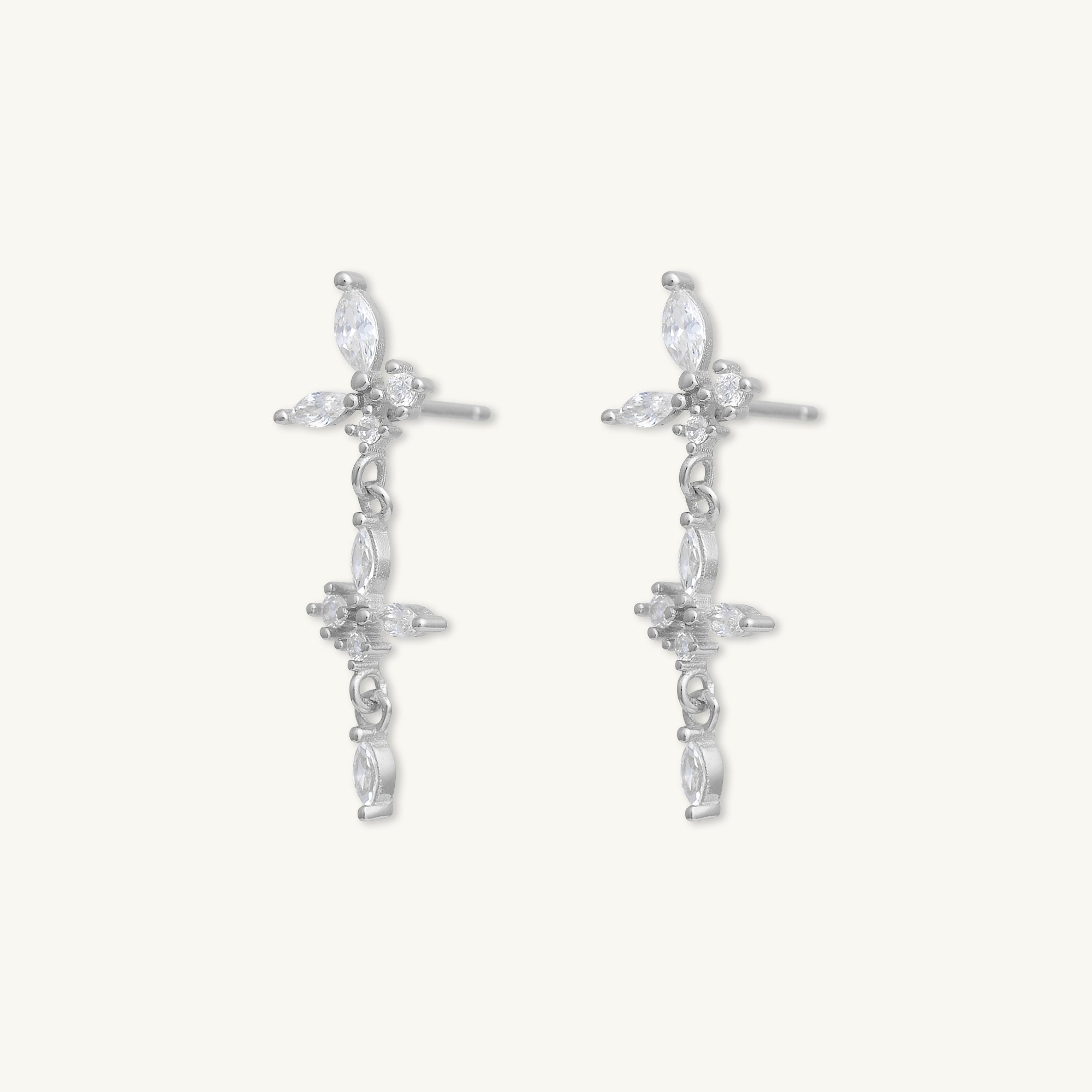 Butterfly Zirconia Dangle Stud Earrings