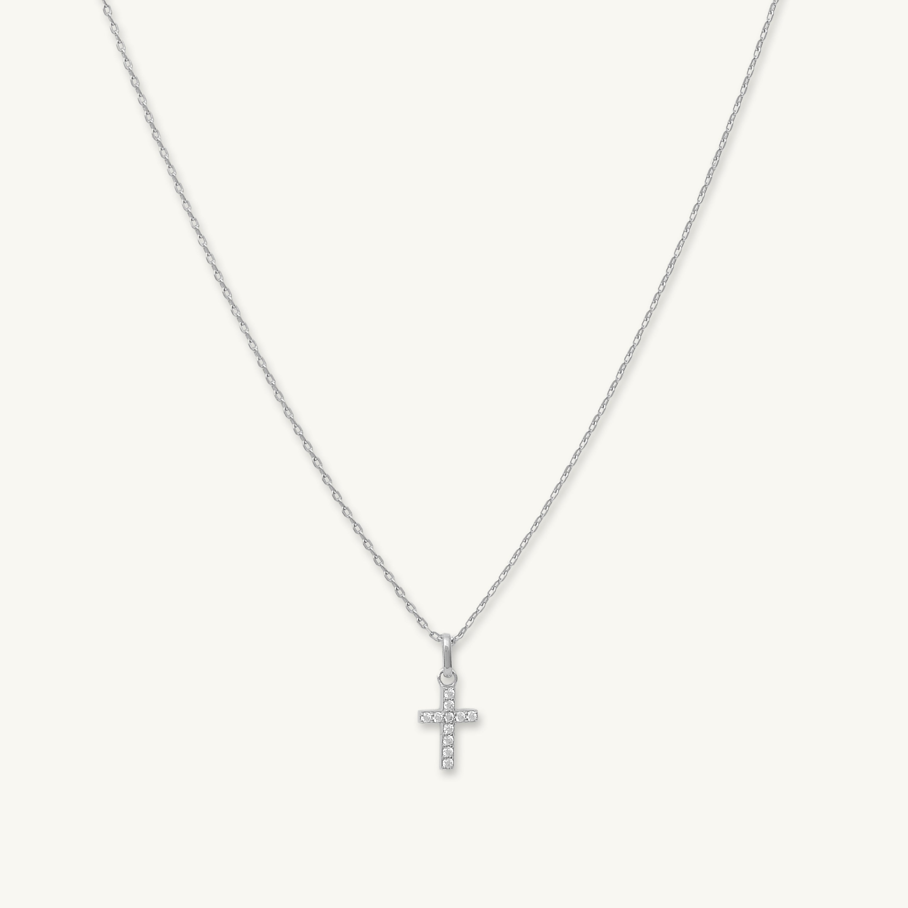 Cross Sapphire Pendant Chain Necklace