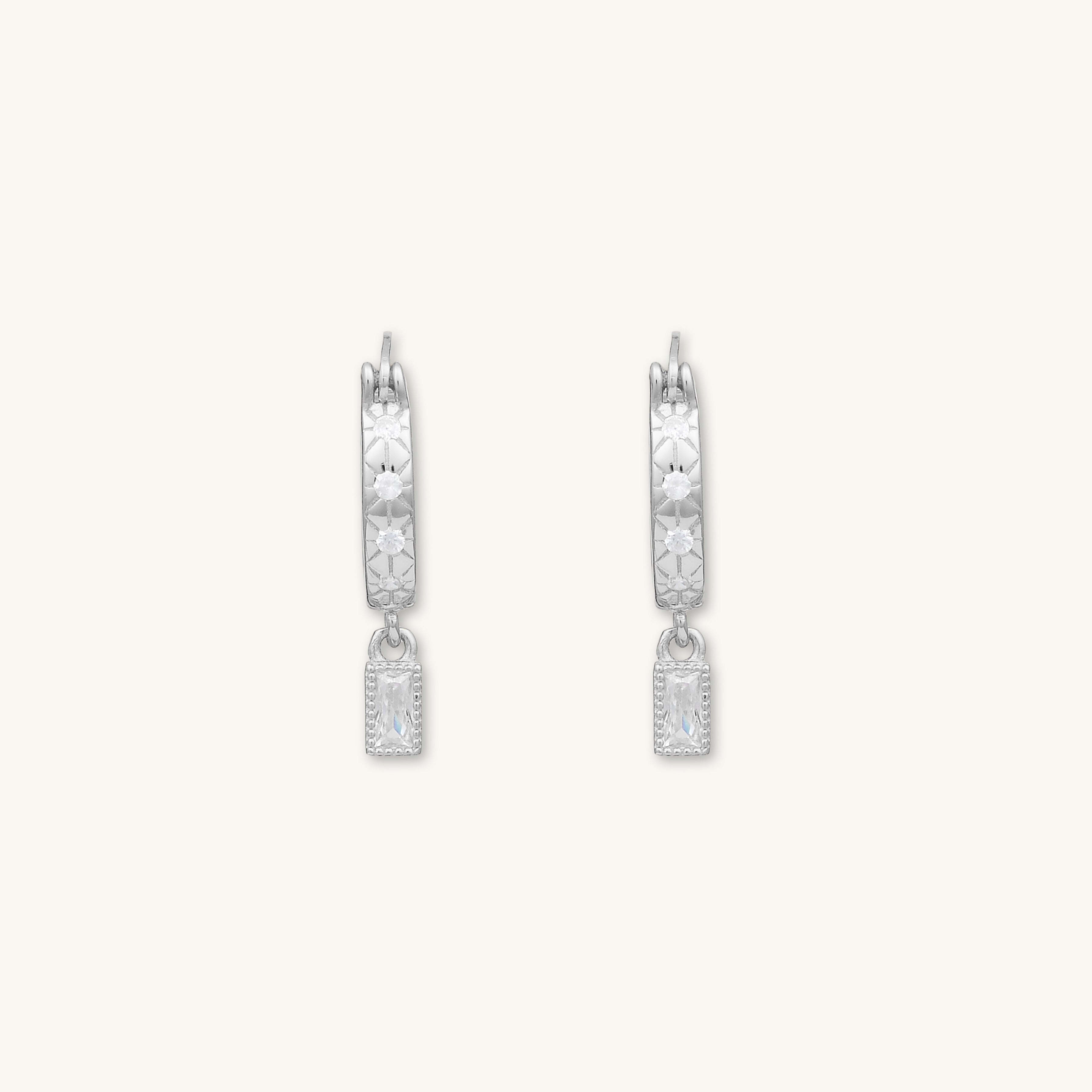 Boho North Star Baguette Huggie Earrings