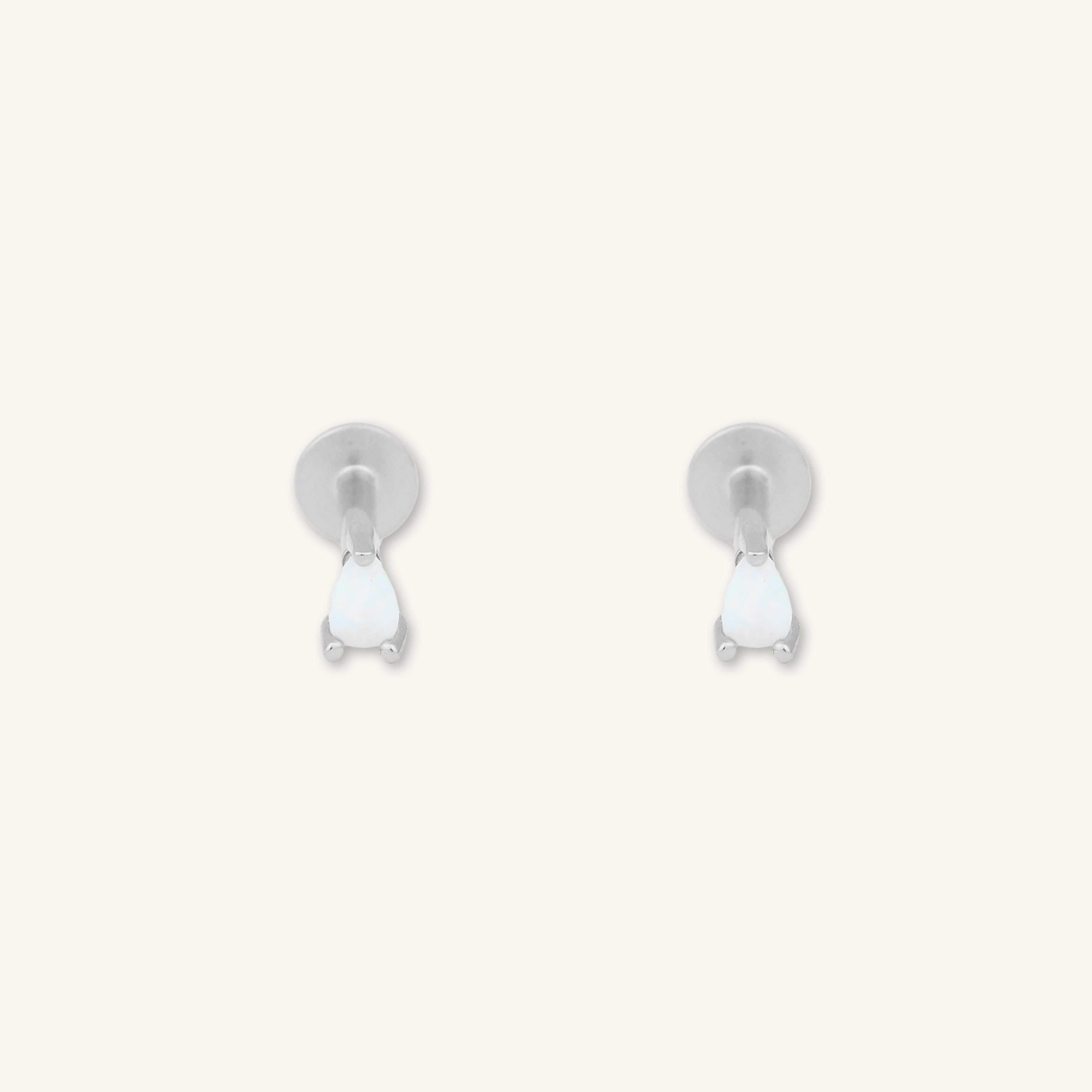 Opal Teardrop Flat Back Earring