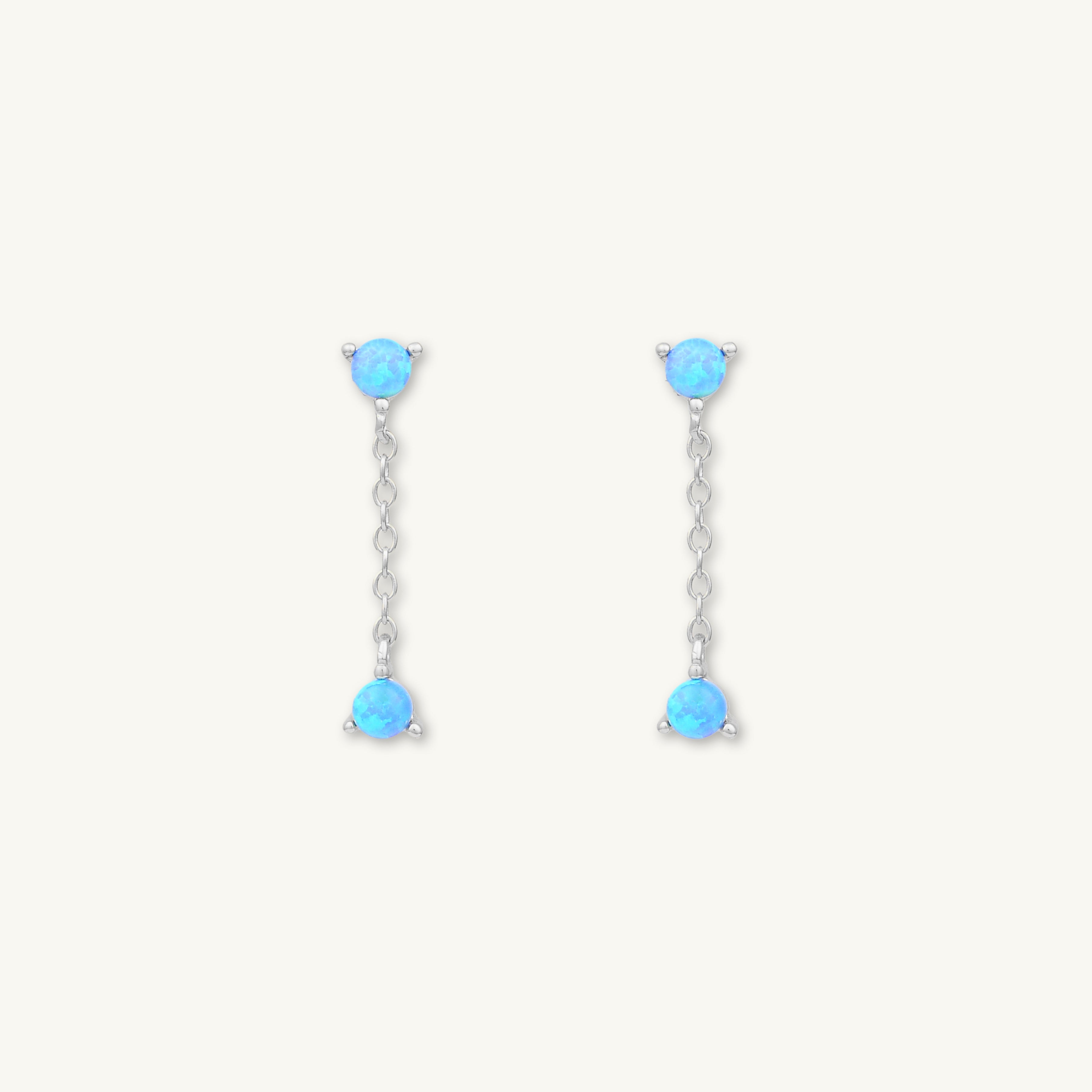 Blue Opal Dangling Stud Earrings