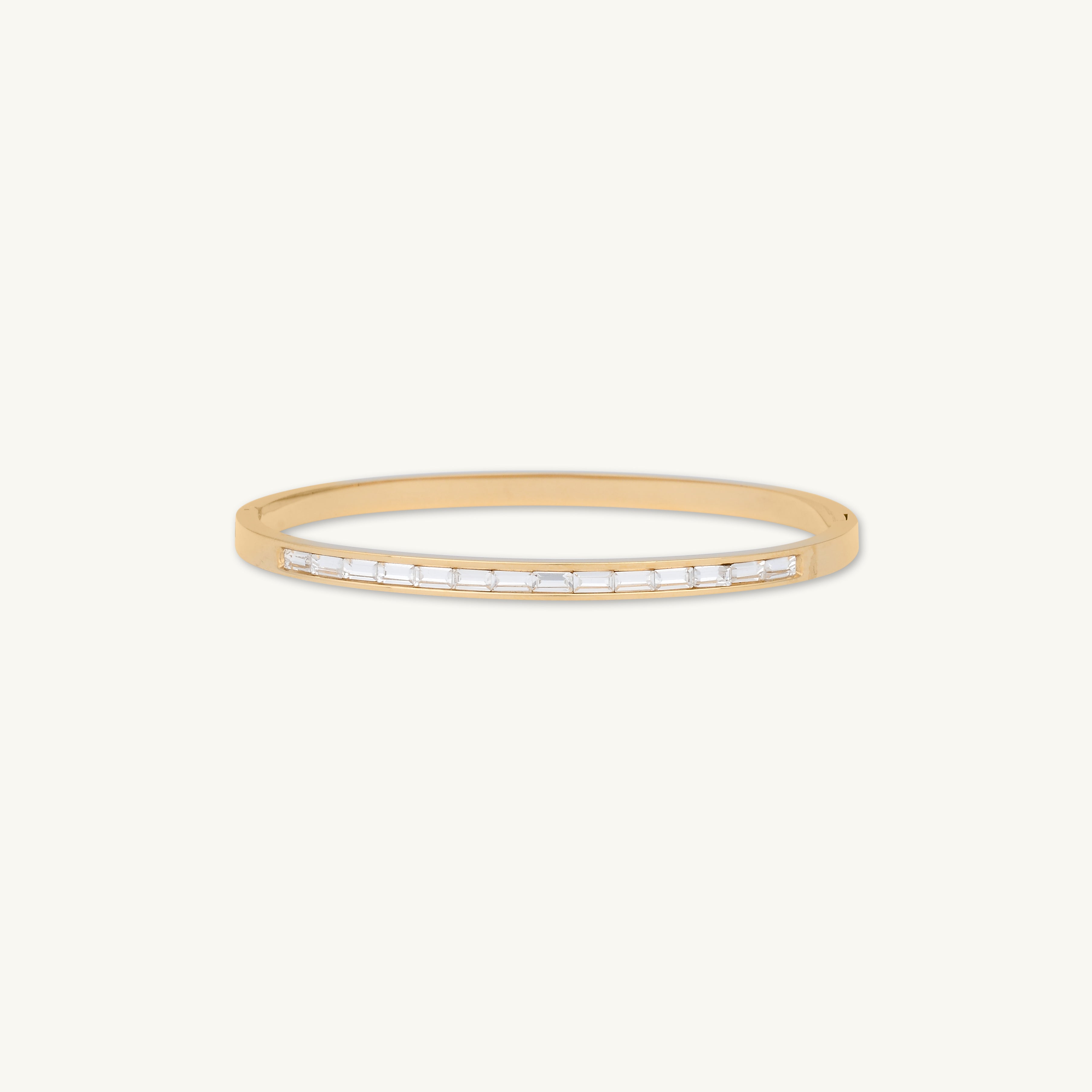 Linear Baguette Hinged Bangle Bracelet