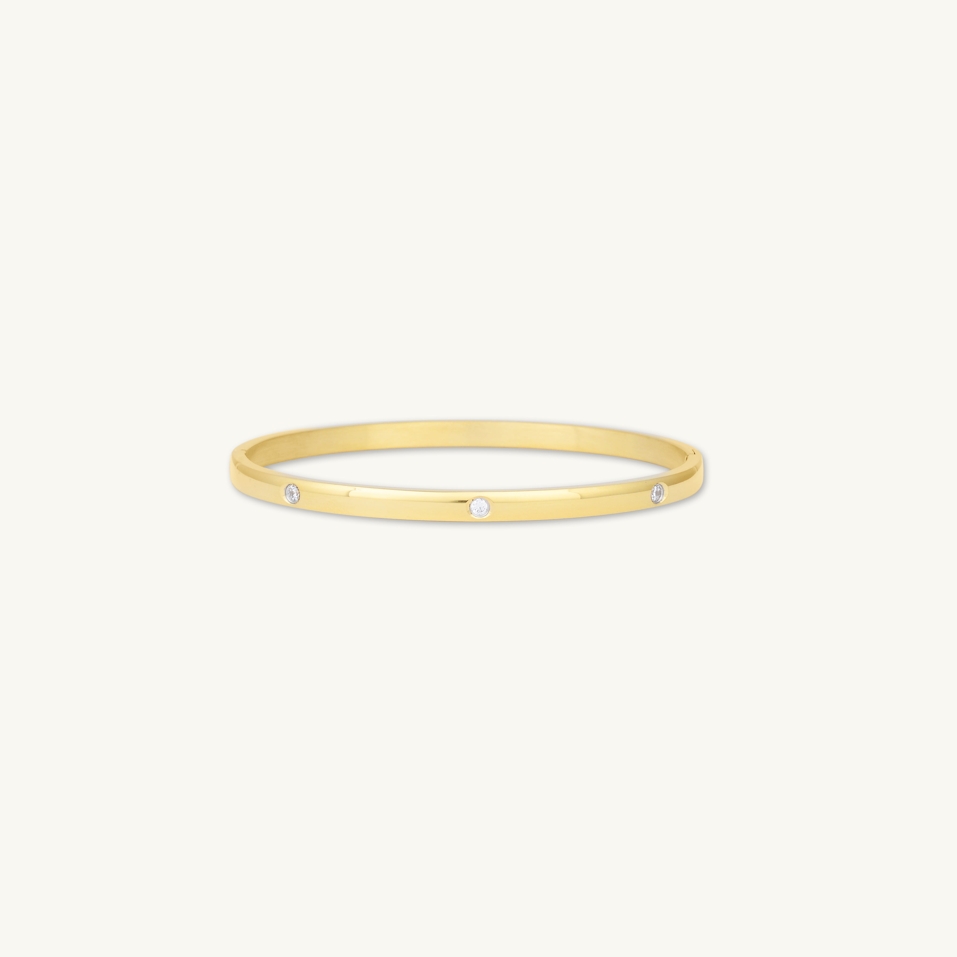 Classic Zirconia Hinged Bangle Bracelet